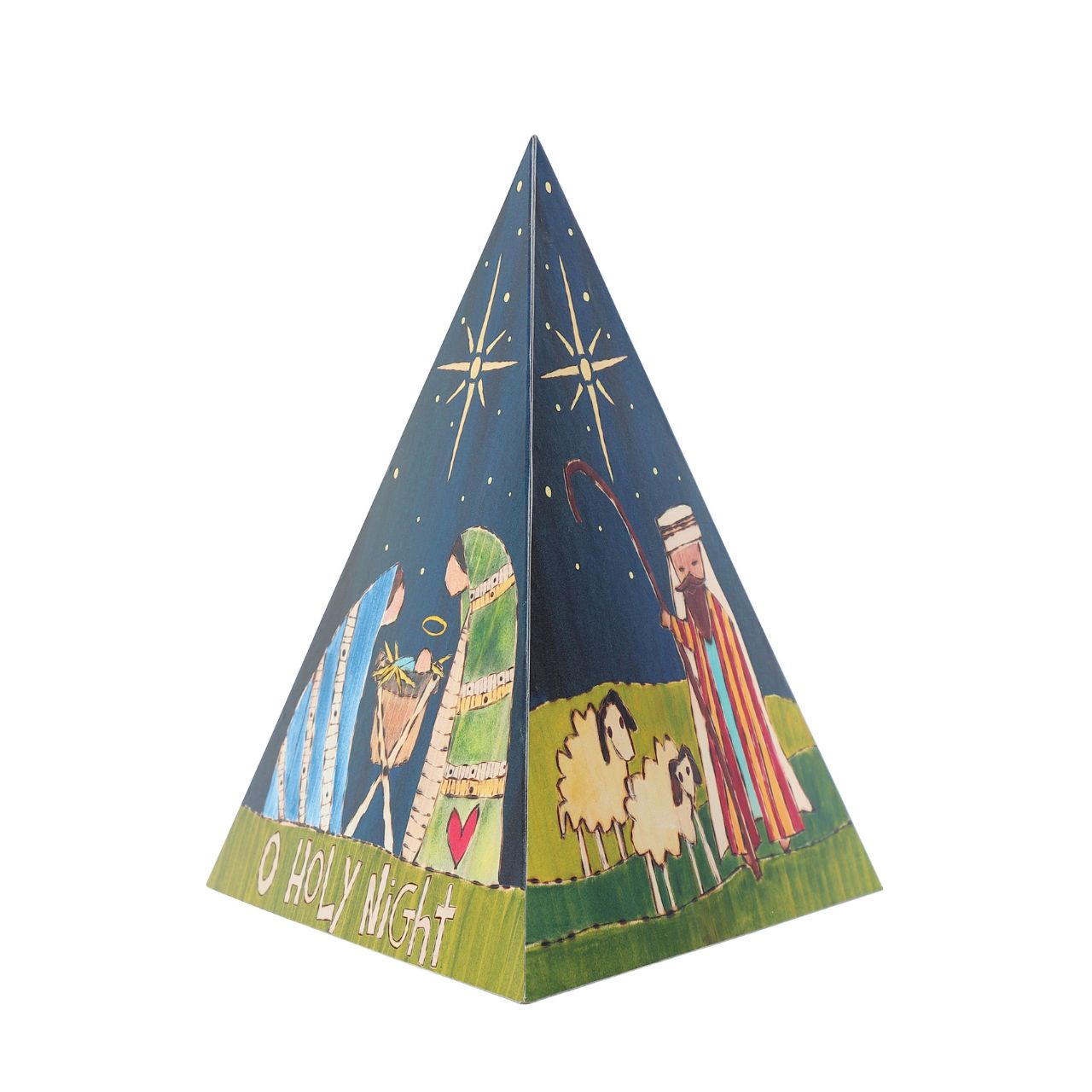 Stephanie Burgess Nativity Triangle Table Décor Painted Peace. Designed by Stephanie Burgess, each colourful piece in the collection has been designed to create feelings of peace and love in your home. This Nativity Triangle Table Décor is made from metal and is the perfect accessory for your home. The perfect gift for loved ones.