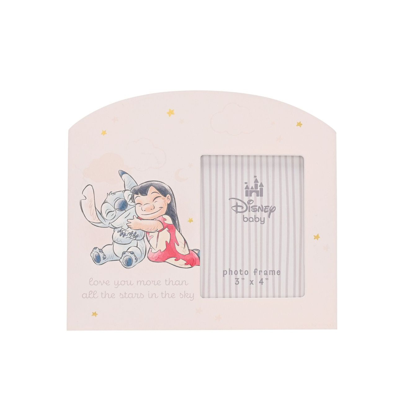 The Stitch Baby Frame is playful pink photo frame showcases a heart-warming cartoon of everyone's favourite Disney alien.