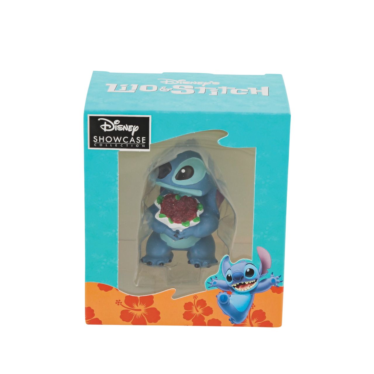 Disney Showcase Stitch Flowers Figurine Don't fret, Stich. Of course we forgive you. How can you resist such a cute face? Lilo taught Stitch to love and he's here to say "I love you, too."