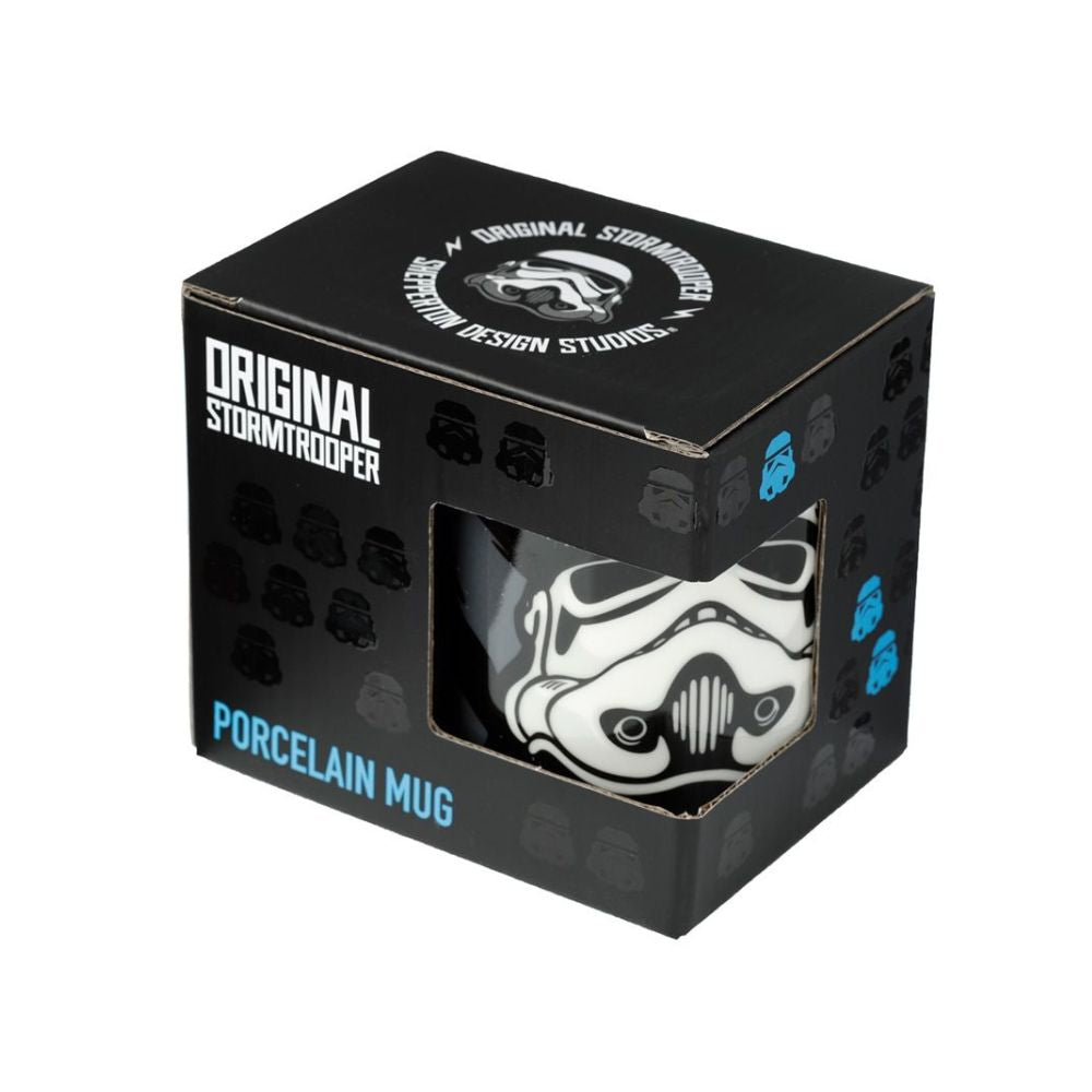 The Original Stormtrooper Black Porcelain Mug This porcelain mug is a must-have for any Star Wars fan. Its sleek, black design features the classic Stormtrooper imagery that's sure to add a touch of nostalgia to your day. Durable and reliable, this mug is built to last.