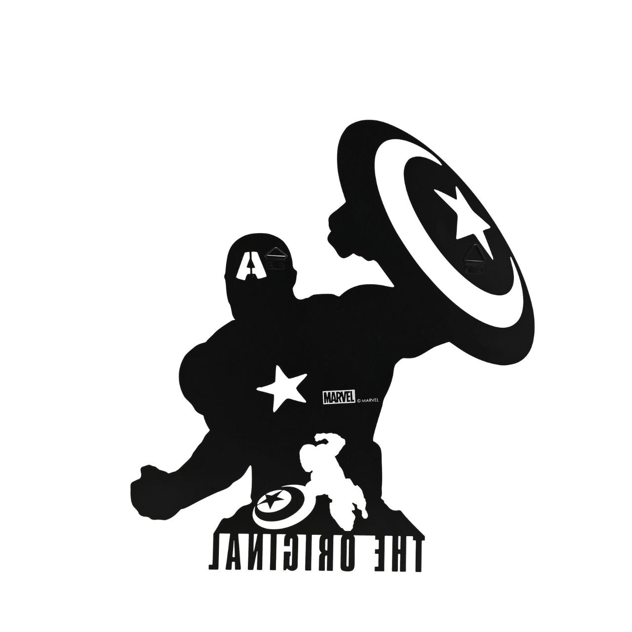 Infuse your space with a touch of superhero allure with our Marvel The Avengers Captain America Wall Plaque. This striking piece features a silhouetted figure holding a star-emblazoned shield, beneath the bold declaration: "THE ORIGINAL".