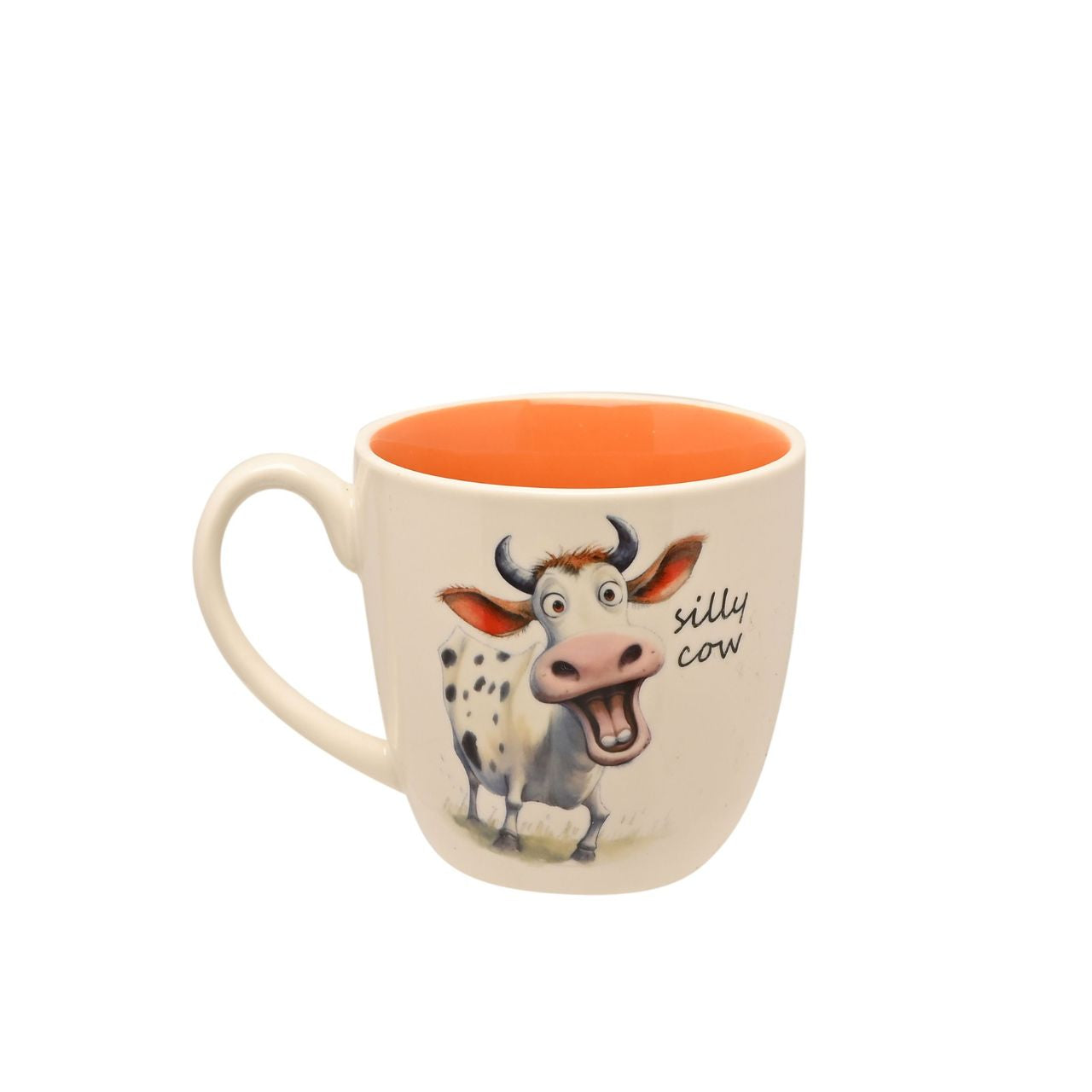 The Funny Farm Mug - "Silly Cow" brings farmyard fun to the breakfast table with a charming illustrated cow character that captures the playful spirit of country living.