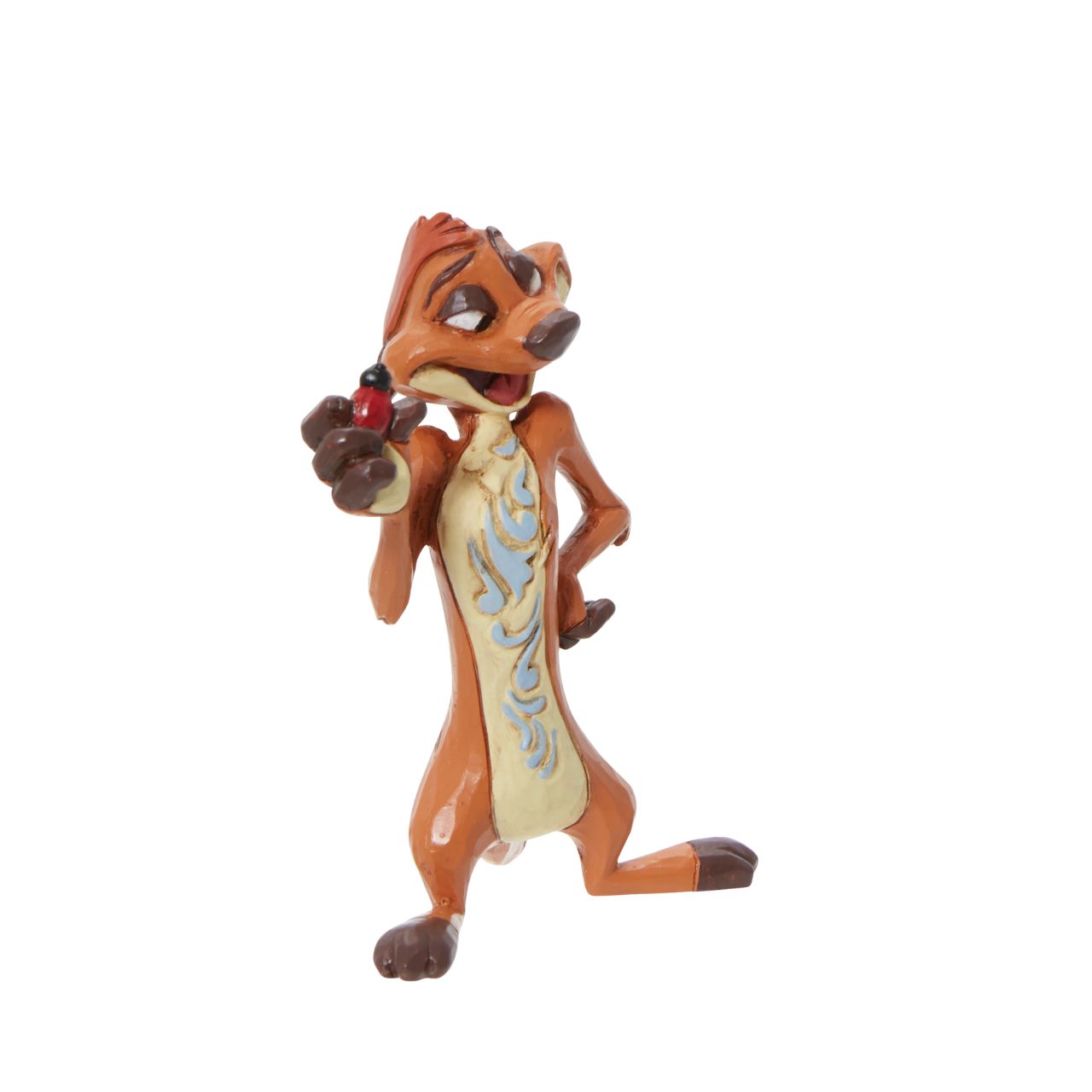 Disney The Lion King Timon Mini Figurine Timon from the classic 1994 film The Lion King has been immortalised in this mini figurine. Designed by award winning artist Jim Shore, hand crafted using high quality cast stone and hand painted.