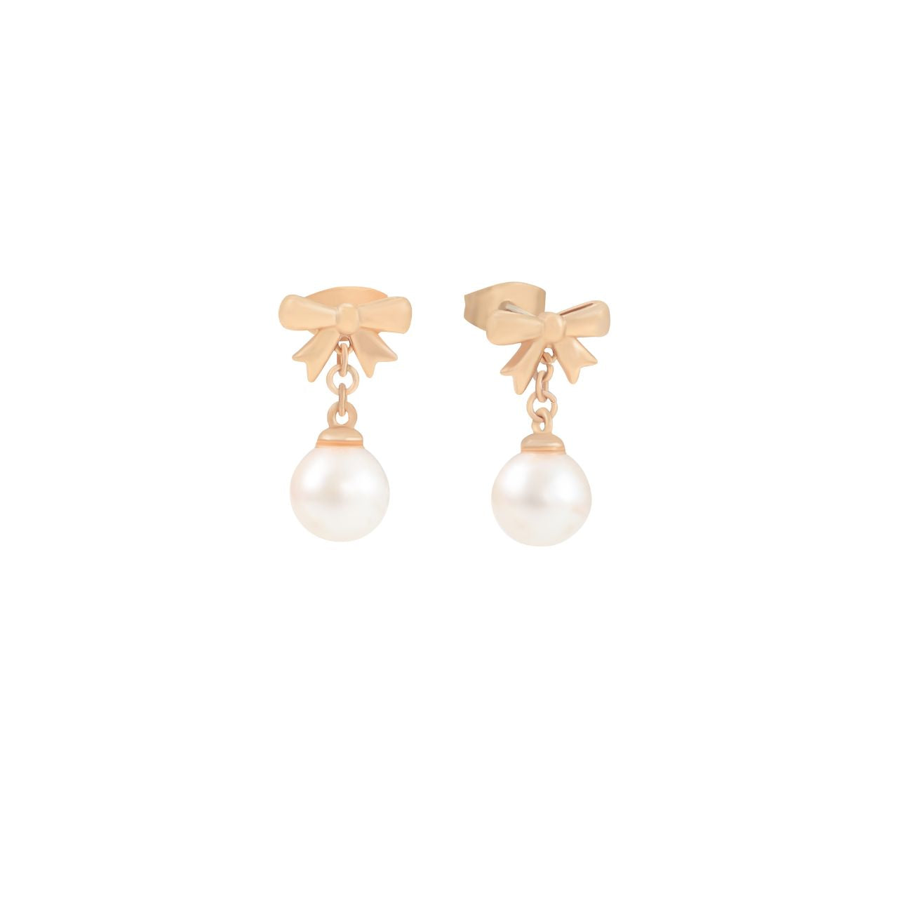 The Tipperary Bow Pearl Drop Earrings in Gold combine expert design with timeless elegance. Featuring delicate bow motifs paired with graceful pearl drops, these earrings offer a refined silhouette that enhances any ensemble.