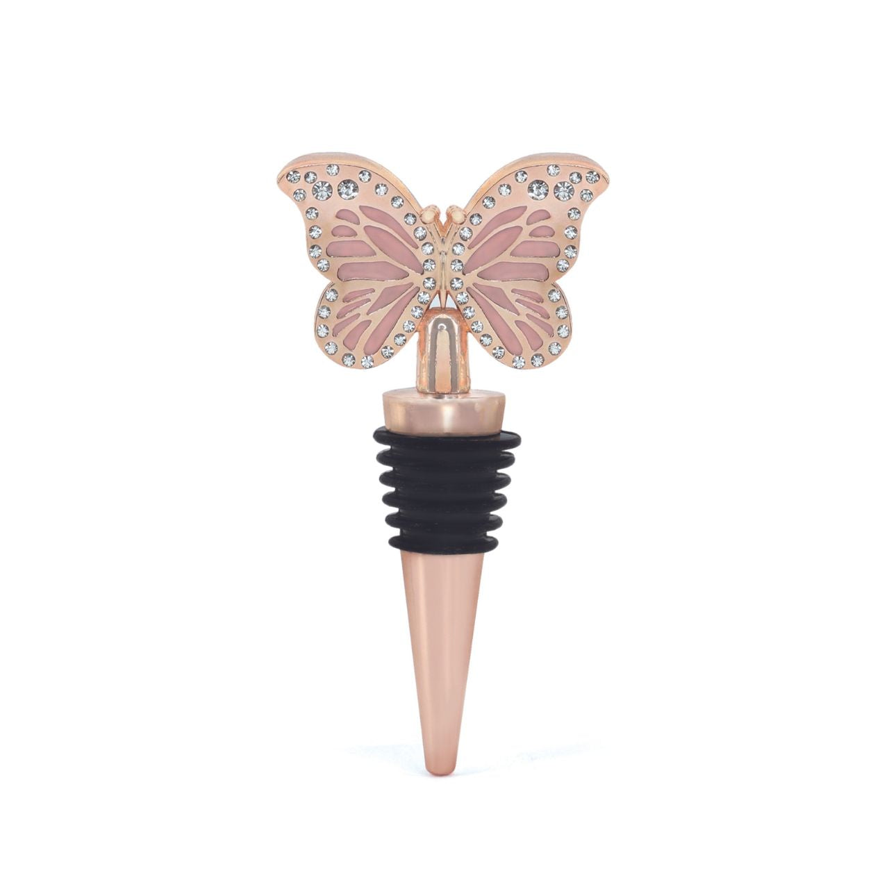 Complete your bar set with the elegant Butterfly Bottle Stopper by Tipperary. Made from high-quality materials, this bottle stopper not only adds a touch of sophistication to your bar, but also effectively preserves the freshness and taste of your wine. Perfect for any wine lover and collector.