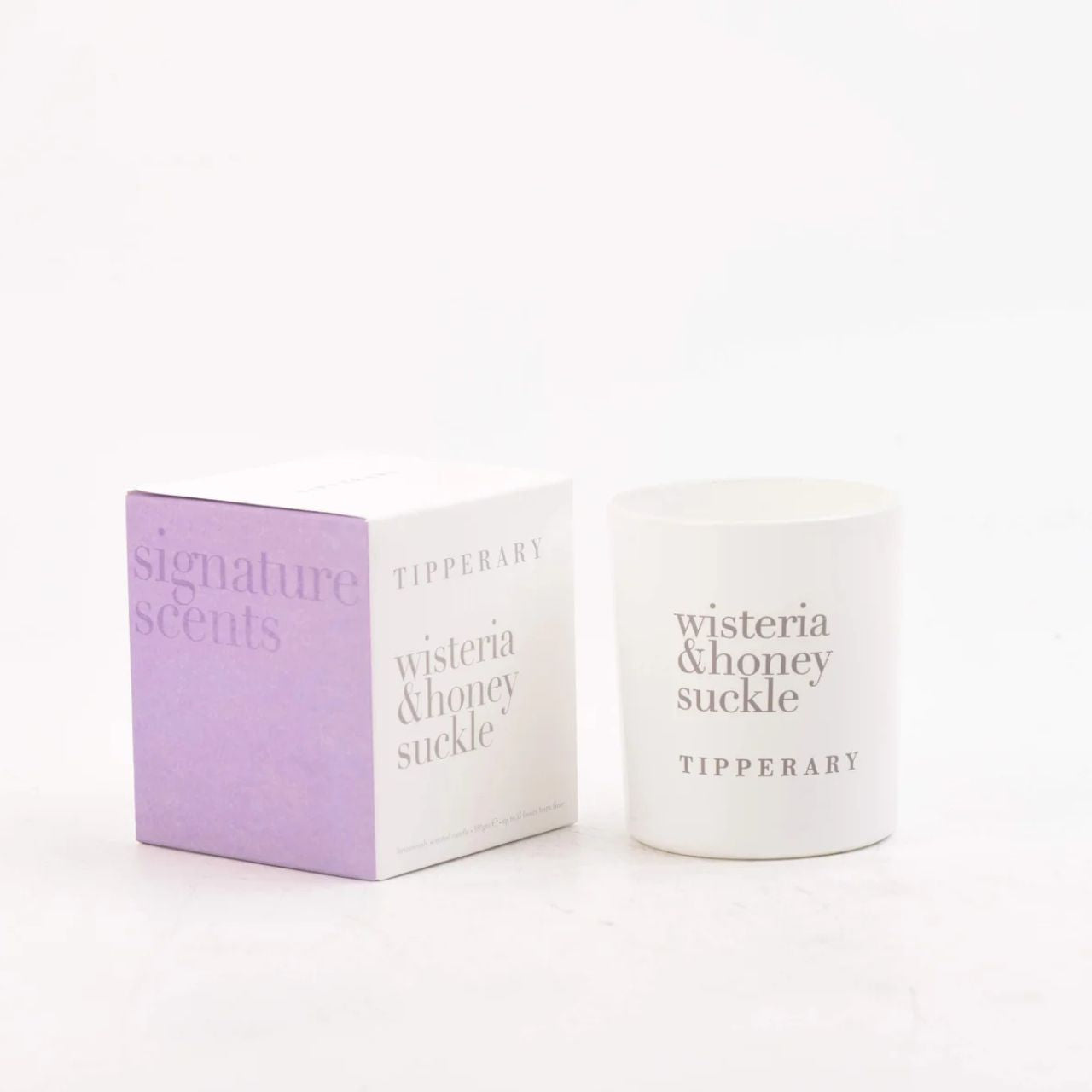 Introduce a lovely scent to your environment with Tipperary Signature Scents Wisteria & Honeysuckle Candle, in a 180gm size.