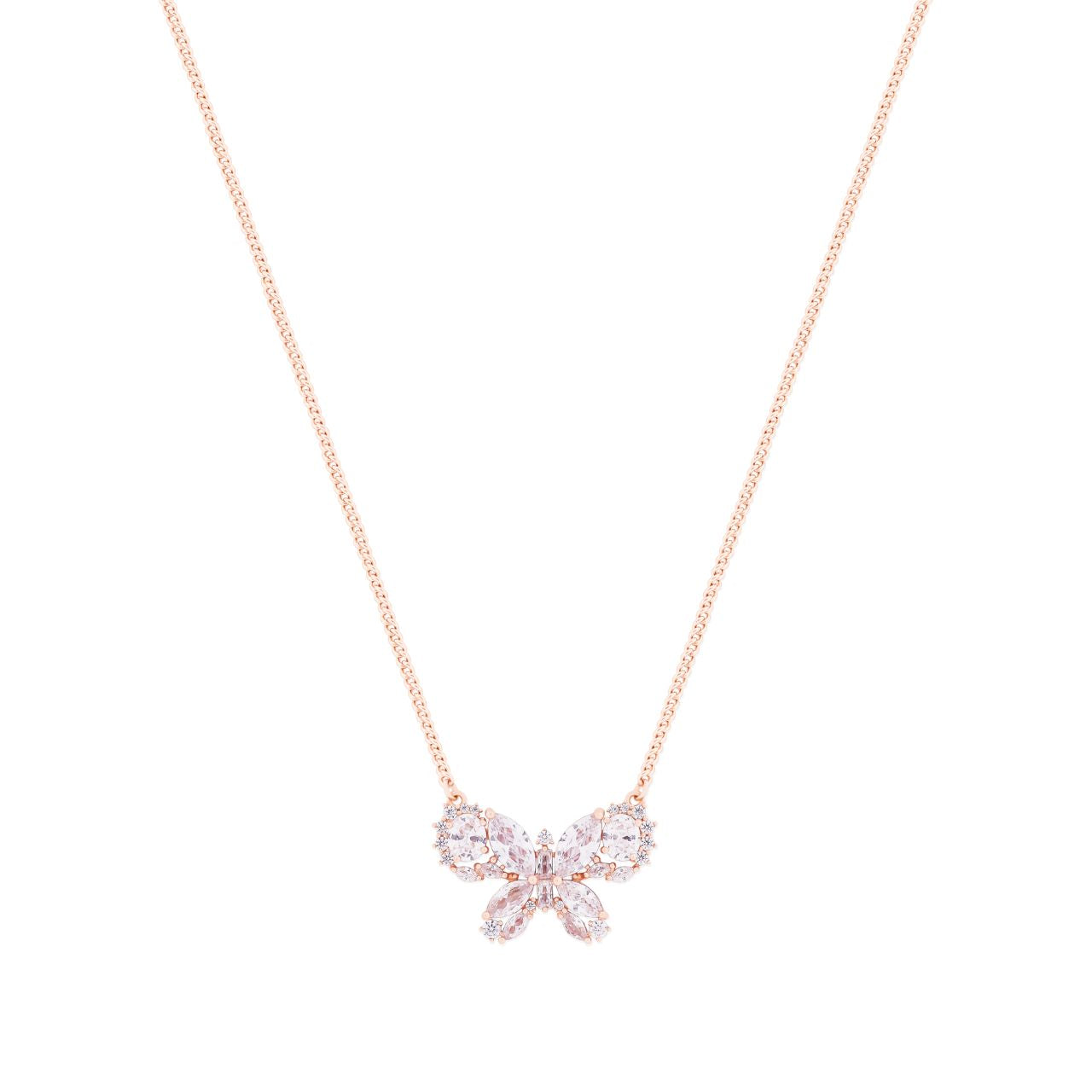 Butterfly Rose Gold Clear CZ Pendant by Tipperary Crystal