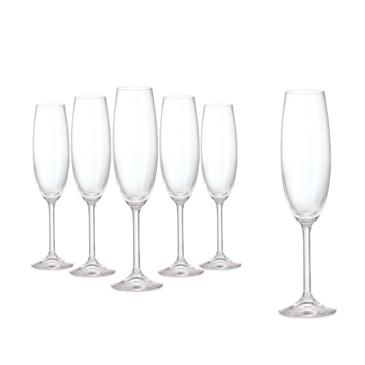 Connoisseur Champagne Flute Set of 6 by Tipperary Crystal An exquisite set of 6 x 220ml Champagne flutes glasses from Tipperary Crystal and now at a stunning price. Presented is a signature grey Tipperary Crystal box.