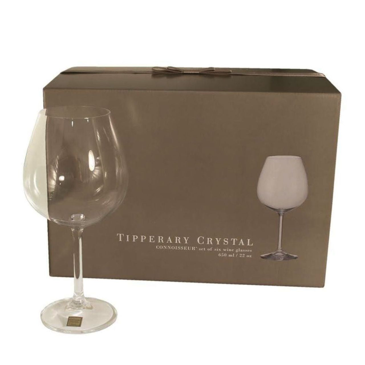 Tipperary Crystal Connoisseur Set of 6 Wine Glasses 650ml An exquisite set of 6 x 650ml wine glasses from Tipperary Crystal and now at a stunning price. Presented is a signature grey Tipperary Crystal box.
