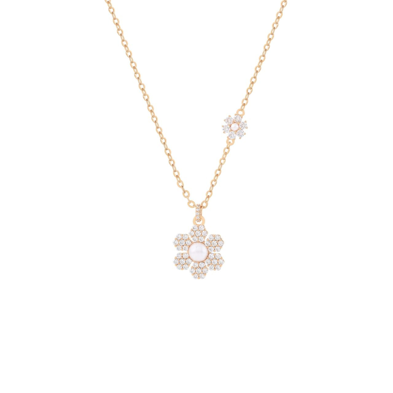 Radiant and romantic, the Daisy CZ Pearl Pendant captures the timeless charm of a flower in bloom. From the Daisy Collection, this necklace brings a feminine touch of sparkle and elegance, perfect for brightening everyday wear or adding a graceful finish to evening looks.