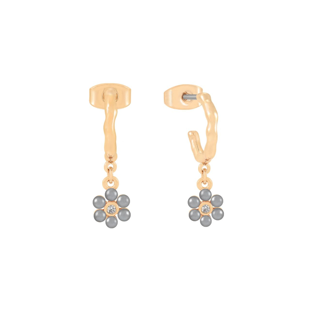 Delicate yet contemporary, the Daisy Grey Pearl Hoop Drop Earrings bring a playful charm to any look. With a graceful daisy bloom suspended from a textured gold hoop, these earrings add movement, elegance, and a hint of whimsy.