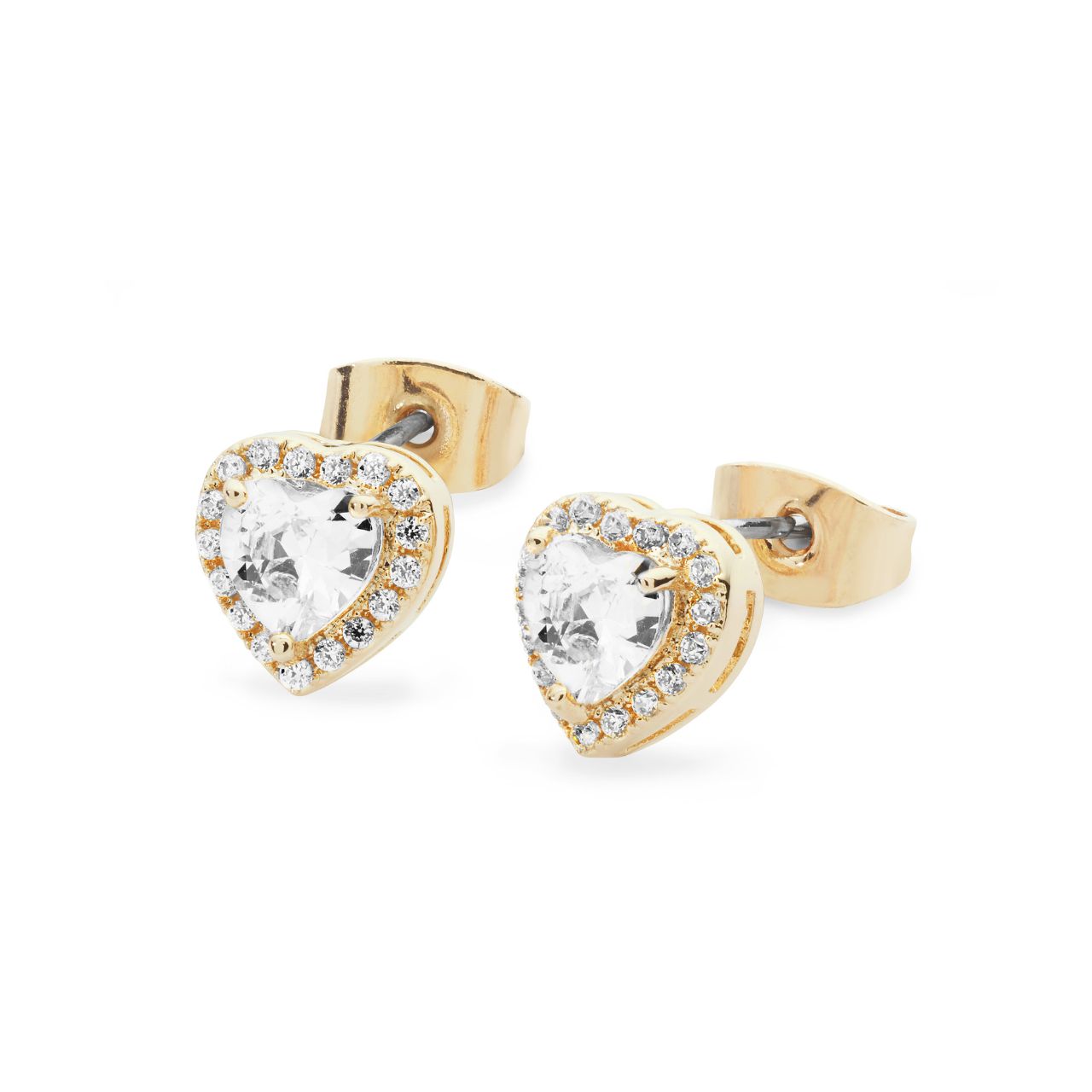 These Tipperary Diamante Heart Gold Earrings combine elegant design with expert craftsmanship. Featuring a delicate heart shape adorned with sparkling diamantes, they offer a refined touch of sophistication suitable for both everyday wear and special occasions.