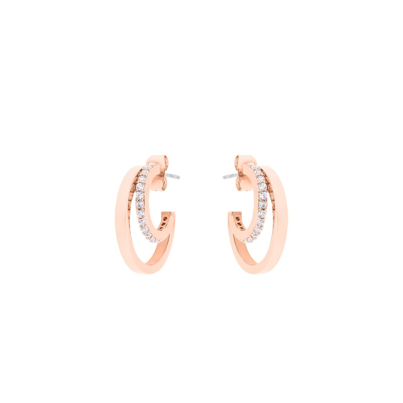 Elevate your elegance with the Tipperary Double C Earrings in rose gold. These refined earrings showcase a delicate intertwined double C design, perfectly crafted to add a subtle yet striking touch of sophistication to any outfit.