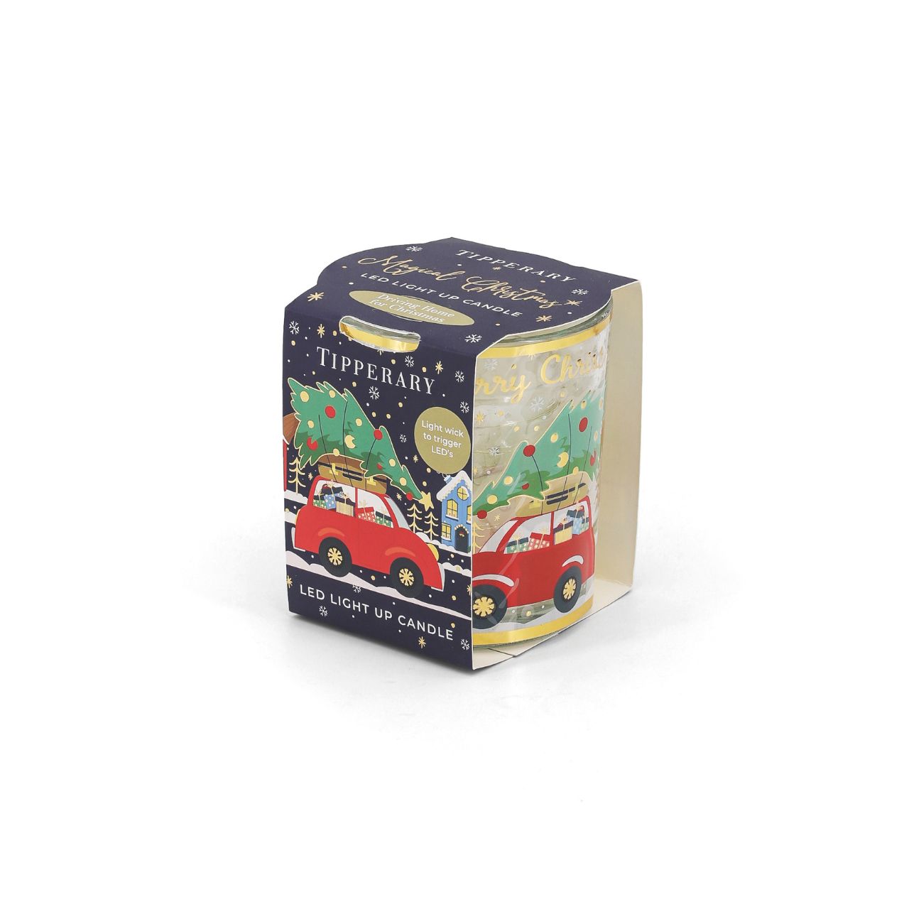 Illuminate your festive evenings with the Tipperary Driving Home for Christmas LED Light Up Candle. Expertly crafted to evoke warmth and holiday charm, this elegant candle features a soft LED glow that enhances any setting without the worry of open flames.
