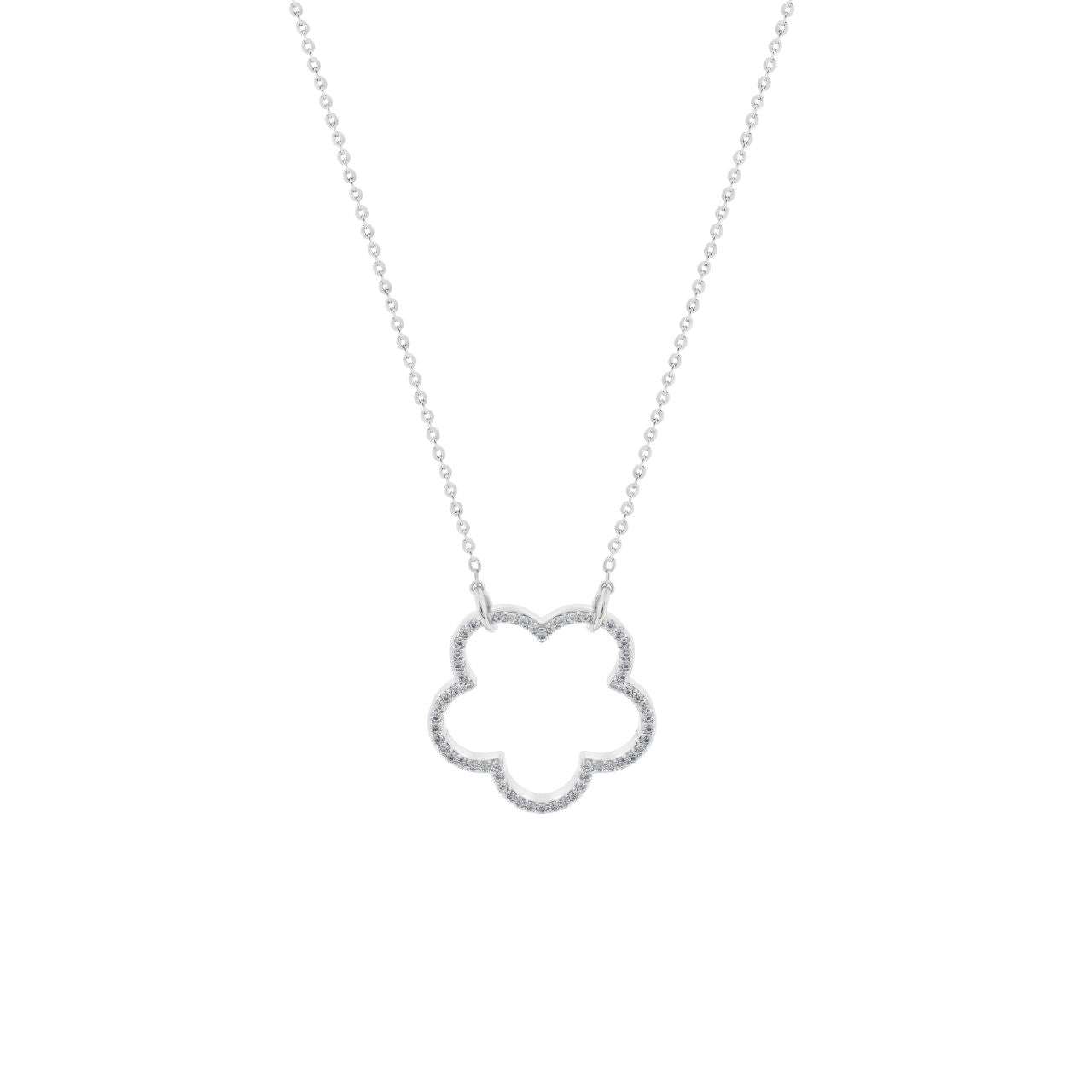 Discover the timeless elegance of the Tipperary Fleur CZ Inset Cut Out Pendant in sterling silver. This exquisite piece features an intricate cut-out fleur design adorned with sparkling cubic zirconia insets that catch the light beautifully.