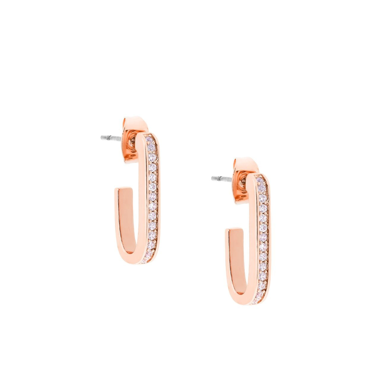 Elevate your style with the Tipperary J Earrings in rose gold. Expertly crafted, their elegant curve and warm rose gold finish add a refined touch to any outfit.
