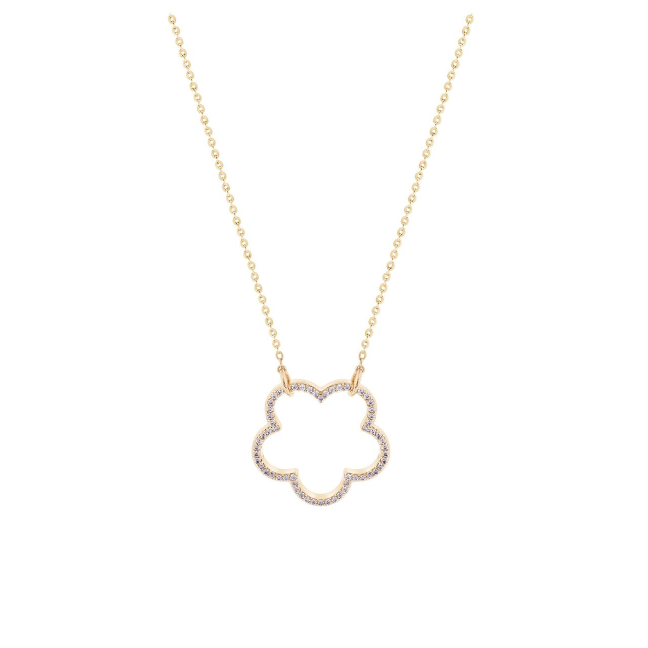 Elevate your everyday elegance with this stunning Le Fleur pendant, featuring an intricate cut-out floral design that catches the light beautifully.