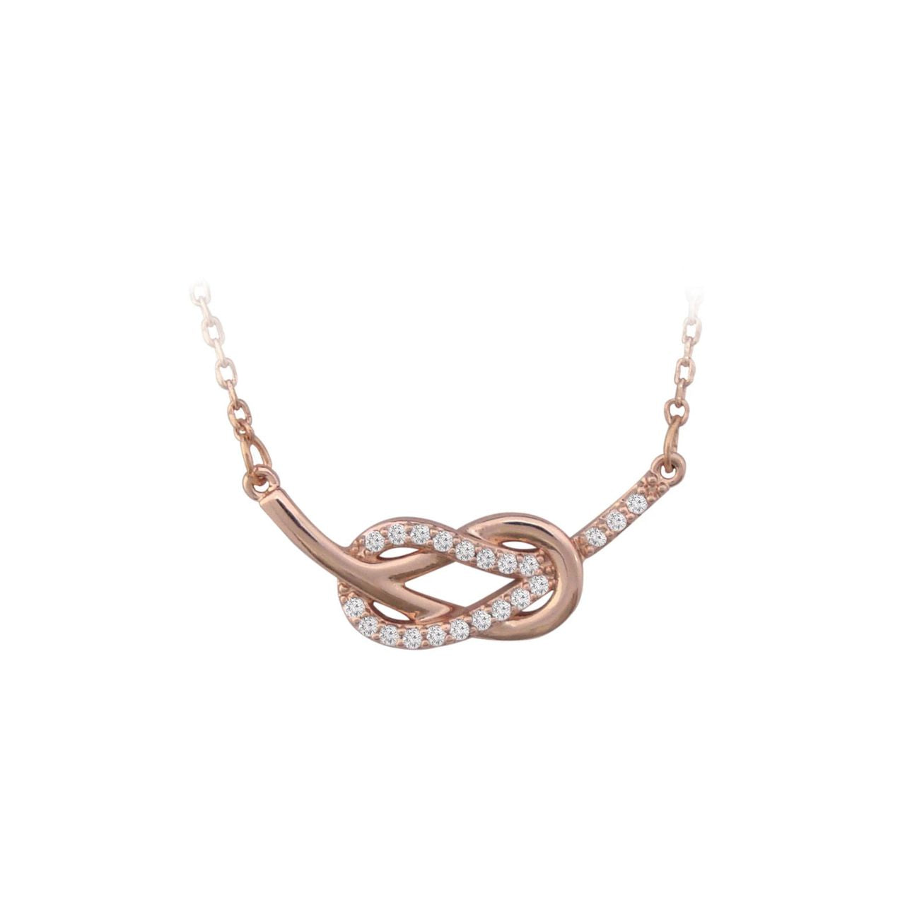 Expertly crafted in rose gold, this dimensional look features two interlocking loops joined harmoniously resulting in a stylish hammock shaped design.