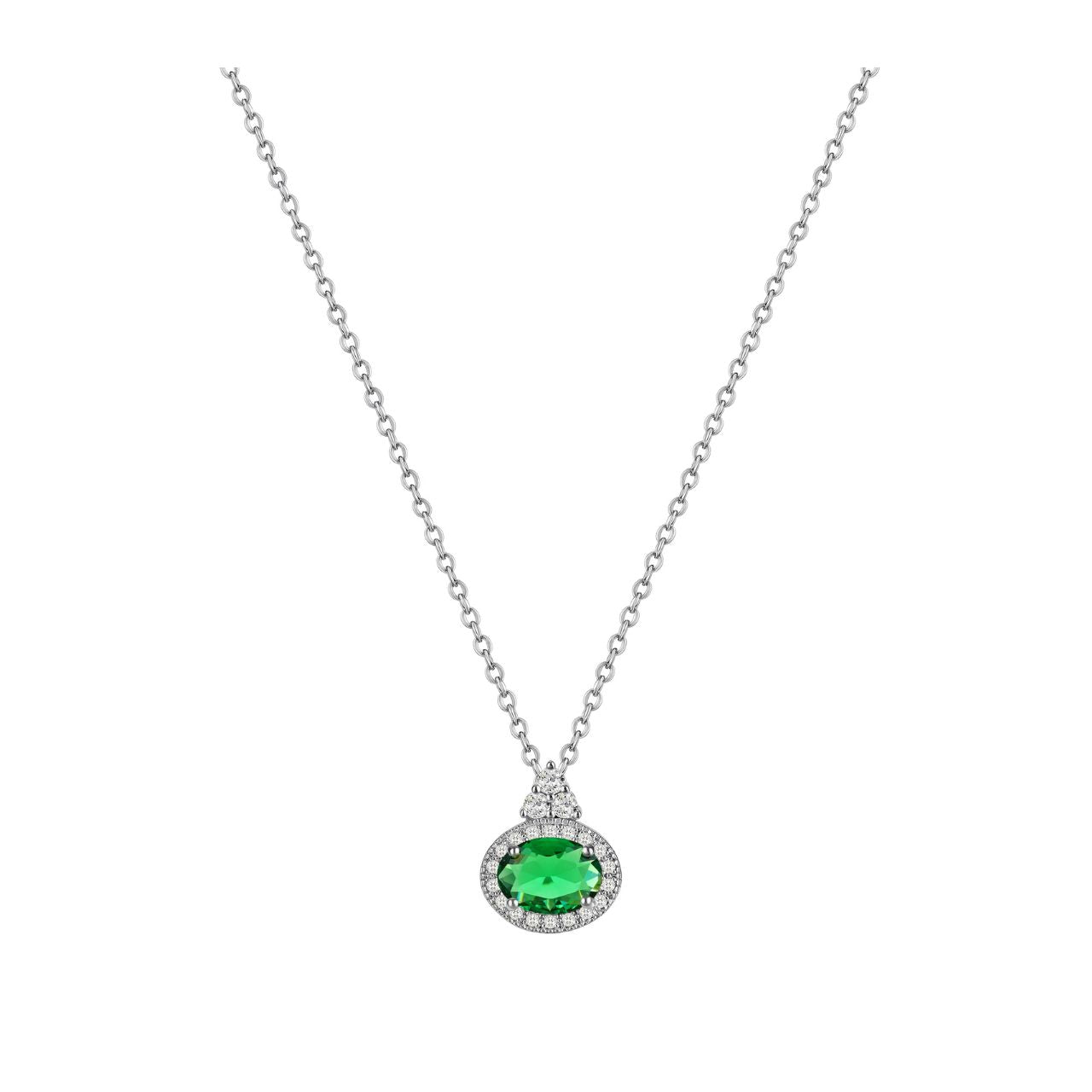 Elevate your jewellery collection with this stunning Silver Classic Oval Emerald Stone Pendant from Tipperary.