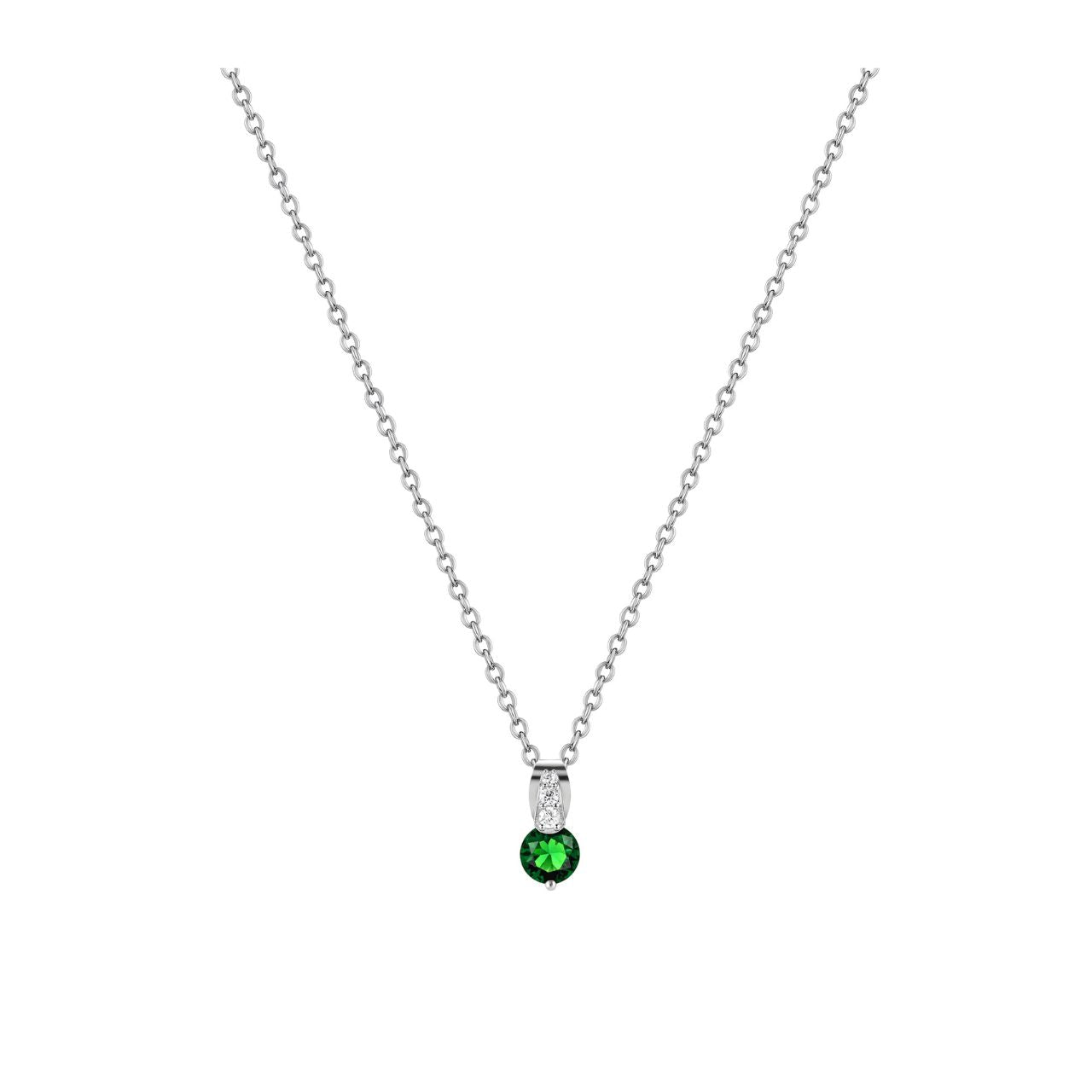 Elevate your jewellery collection with this stunning Silver Classic Round Emerald Stone Pendant from Tipperary.