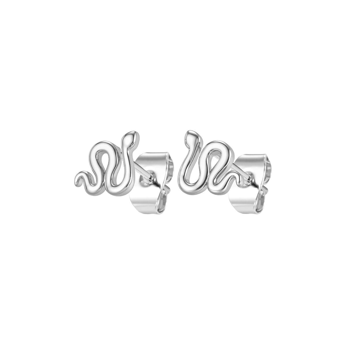 These small silver studs are shaped as a winding snake. They are a subtle choice for everyday wear and look lovely stacked with other earrings. They secure with a butterfly back. Presented in a beautifully detailed snake-themed gift box.