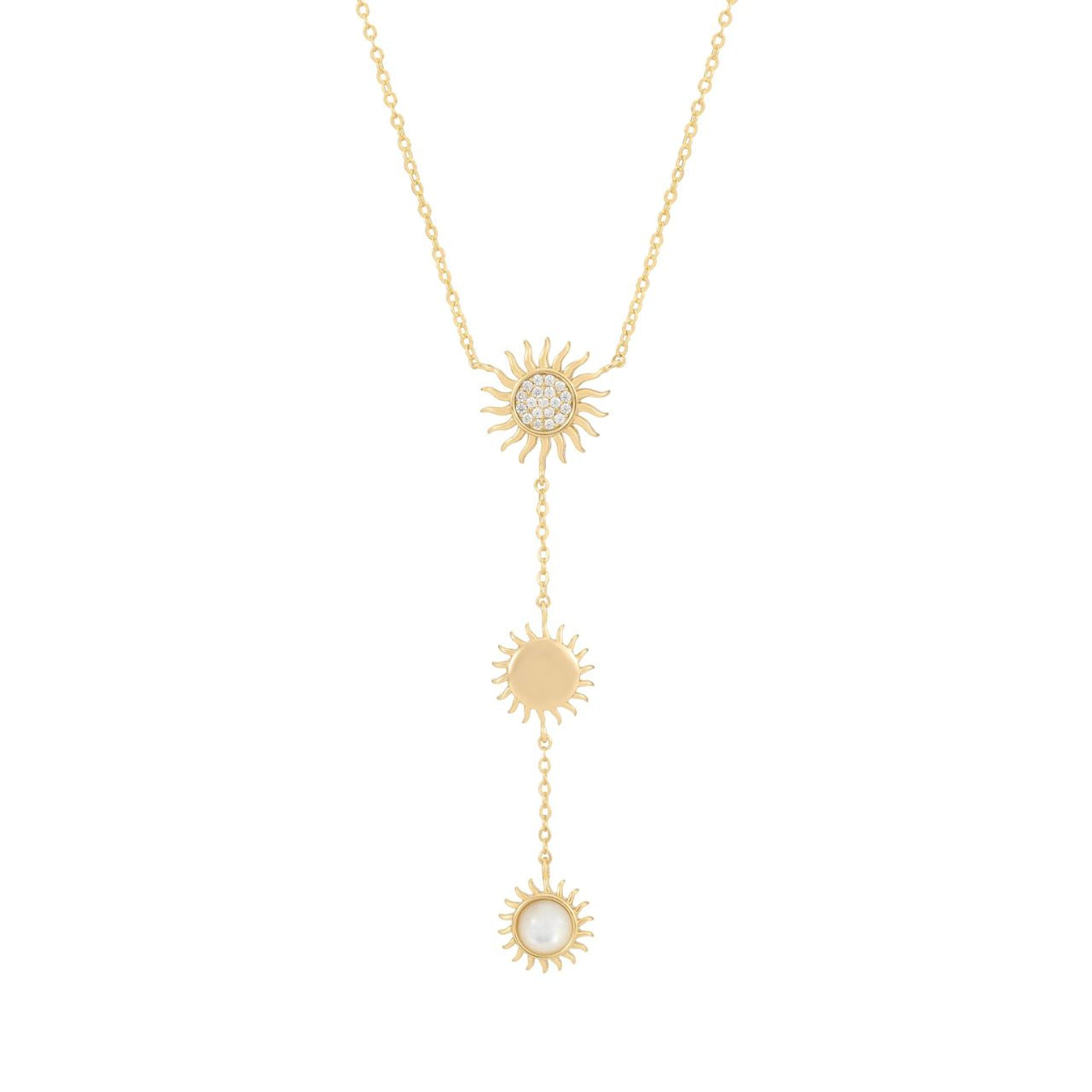 The Tipperary Gold Soleil Pearl & Sun Drop Pendant is the perfect accessory to elevate any outfit. Stunning Soleil Pearl and a striking Sun Drop design, this pendant adds a touch of elegance and sophistication. Expertly made by Tipperary, it's a must-have for any fashion-forward individual.