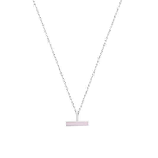 T-Bar Light Pink Enamel Silver Pendant by Tipperary  The Tipperary T-Bar Light Pink Enamel Pendant Silver is the perfect addition to any ensemble. Crafted from durable silver and adorned with beautiful light pink enamel, this pendant is sure to be an eye-catching accent. Show off your unique style with this classic classic piece.