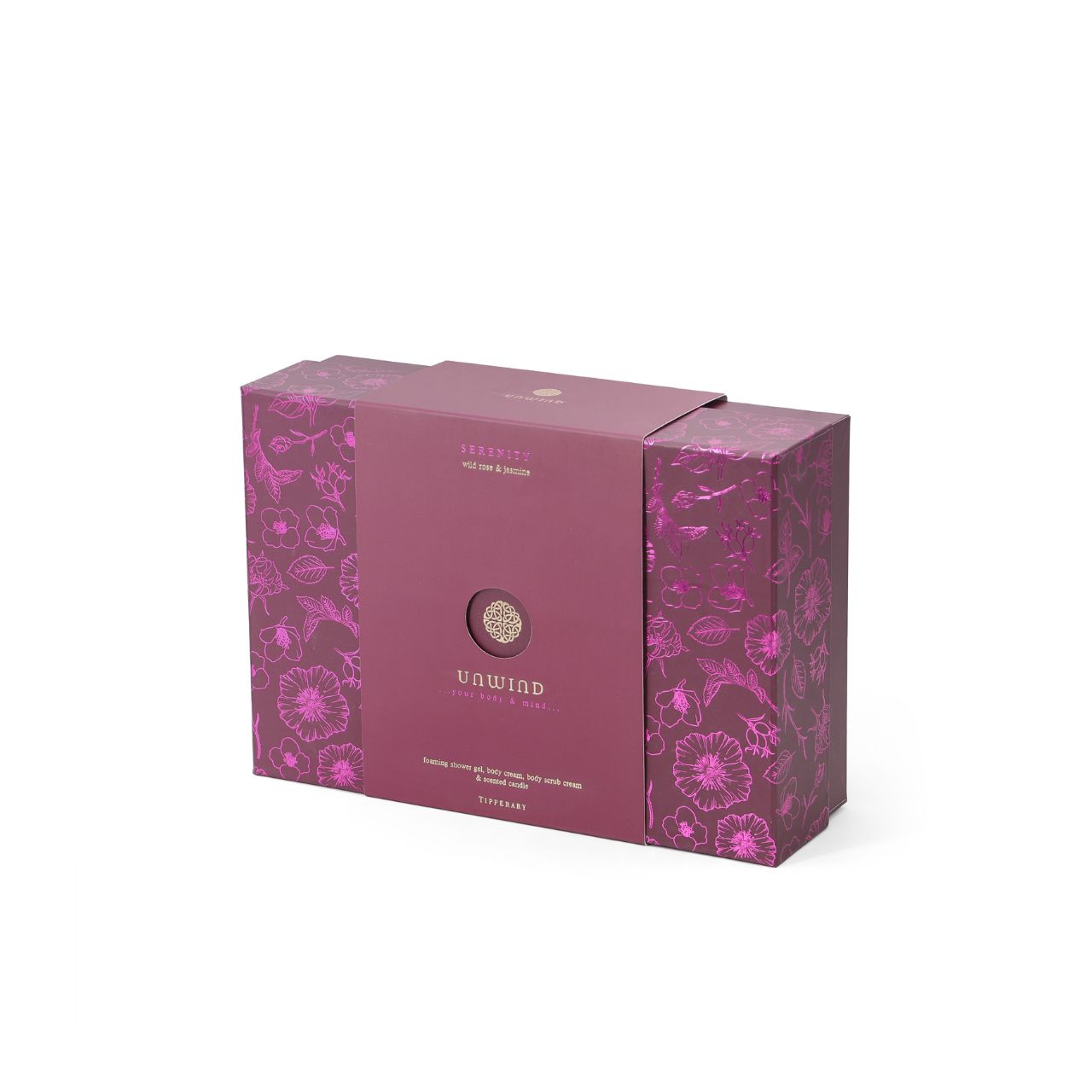 Enhance your skincare routine with the Serenity set featuring a foaming body gel, exfoliating body scrub, nourishing body cream, and a calming candle - designed to soothe your senses and provide a peaceful escape from the demands of the day. Infused with the timeless fragrance of roses and jasmine, this hand wash offers a sensory journey that soothes both body and soul.