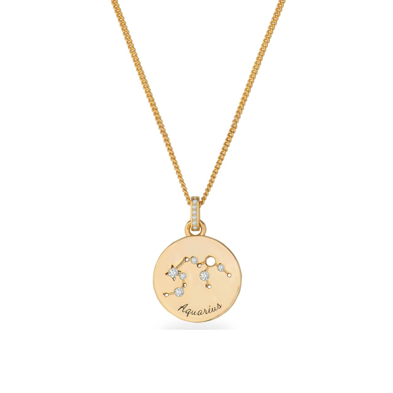 Expertly crafted and adorned with the Aquarius zodiac symbol, the Tipperary Zodiac Gold Pendant is the perfect accessory for those born between January 20th and February 18th. Made with the finest gold, this pendant is sure to be a timeless addition to any jewellery collection. Embrace your astrological sign with elegance and style.