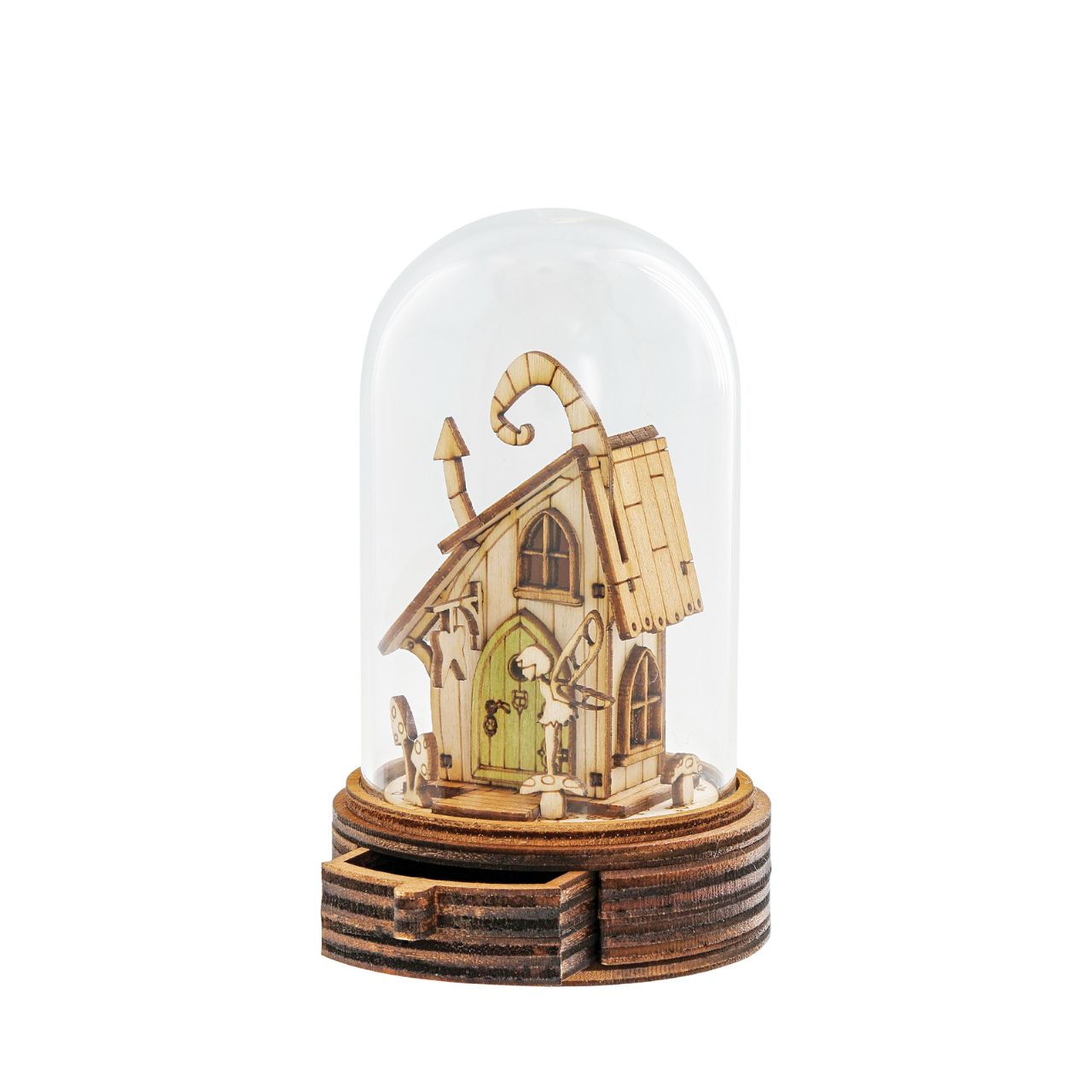 Everyone knows the story of the Tooth Fairy and now Kloche has a new way to bring that magic to your children. This glass dome decoration encases a detailed miniature of the Tooth Fairy themself in front of their Fairy home. What sets this apart from other pieces in the collection, is the little drawer built into the bottom, the perfect size for those lost teeth or a little treat from the Fairy.