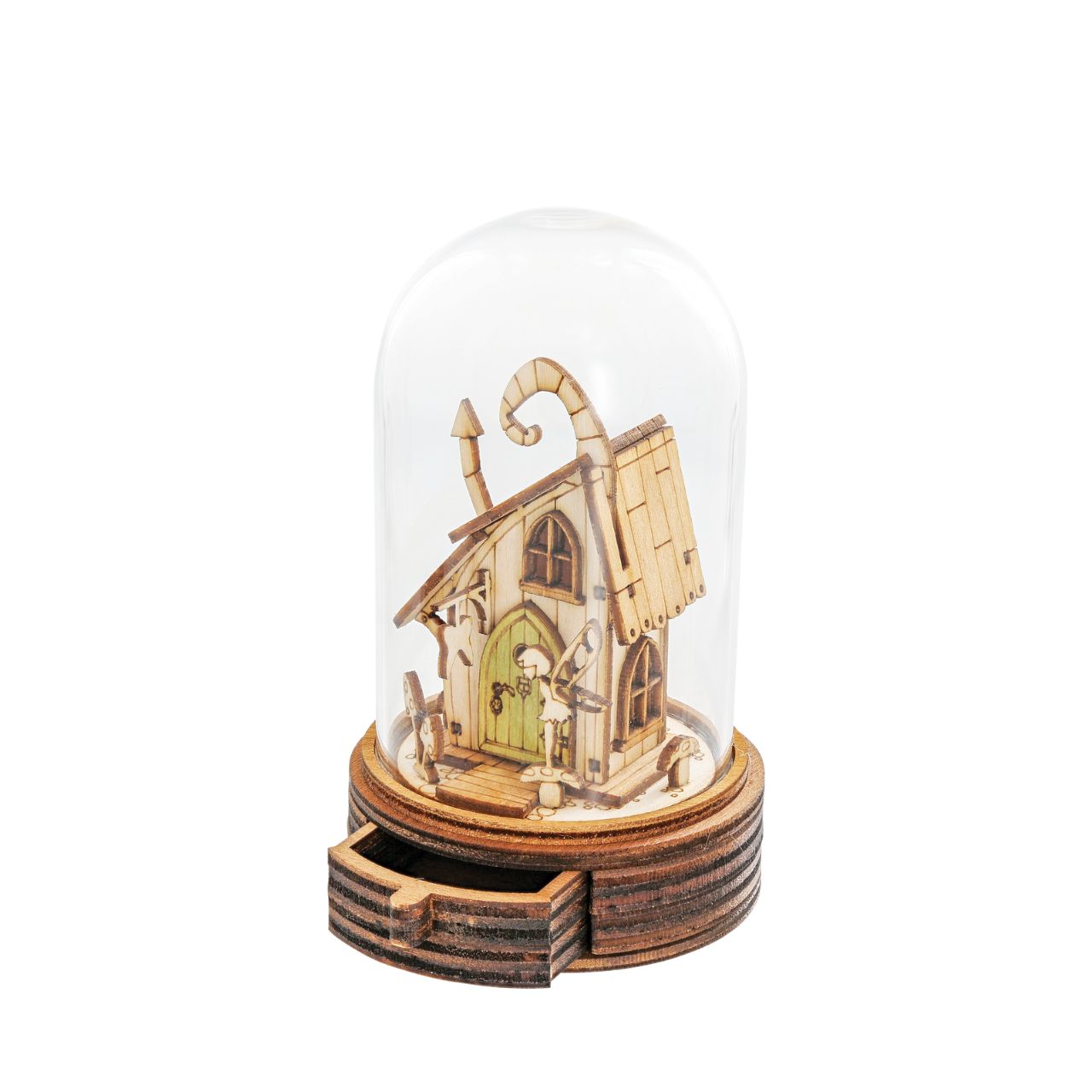 Everyone knows the story of the Tooth Fairy and now Kloche has a new way to bring that magic to your children. This glass dome decoration encases a detailed miniature of the Tooth Fairy themself in front of their Fairy home. What sets this apart from other pieces in the collection, is the little drawer built into the bottom, the perfect size for those lost teeth or a little treat from the Fairy.