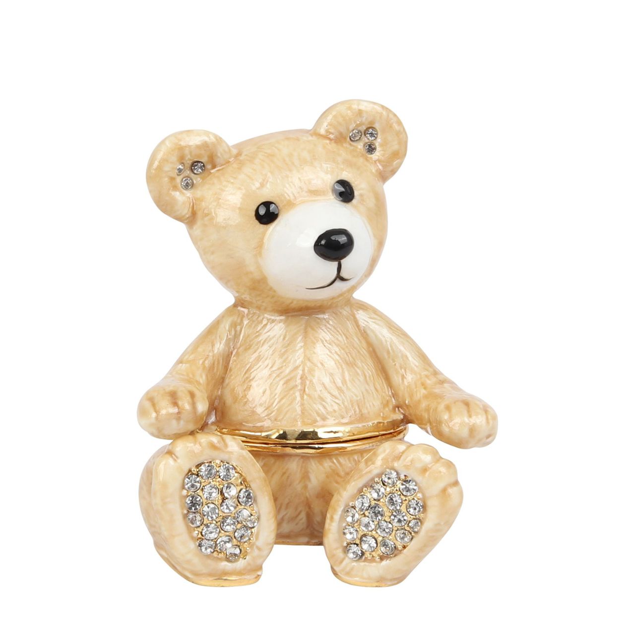 Treasured Trinkets - Teddy Bear A beautiful, die-cast crystal set teddy bear trinket box. From Treasured Trinkets by STRATTON® - hand painted, collectable trinkets to be treasured for a lifetime.