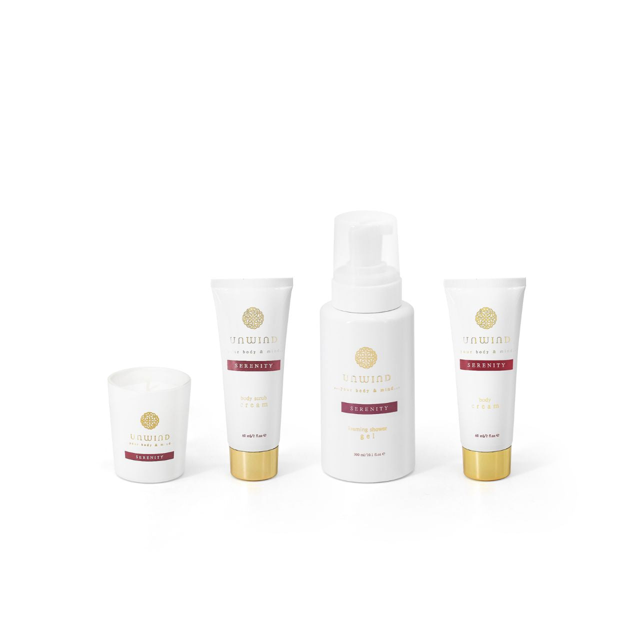 Enhance your skincare routine with the Serenity set featuring a foaming body gel, exfoliating body scrub, nourishing body cream, and a calming candle - designed to soothe your senses and provide a peaceful escape from the demands of the day. Infused with the timeless fragrance of roses and jasmine, this hand wash offers a sensory journey that soothes both body and soul.