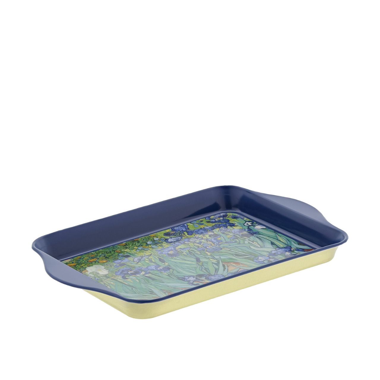 Metal tray perfect for tea, coffee, snacks or even jewellery. Based on the famous painting "Iris" by Dutch Post-Impressionist painter Vincent Van Gogh.