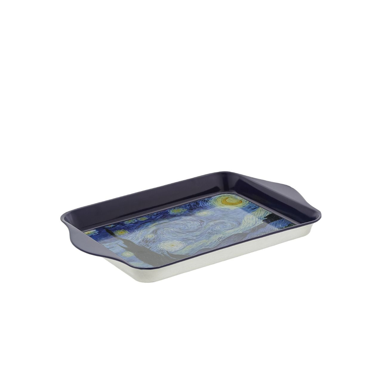 Metal tray perfect for tea, coffee, snacks or even jewellery. Based on the famous painting "Starry Night" by Dutch Post-Impressionist painter Vincent Van Gogh.