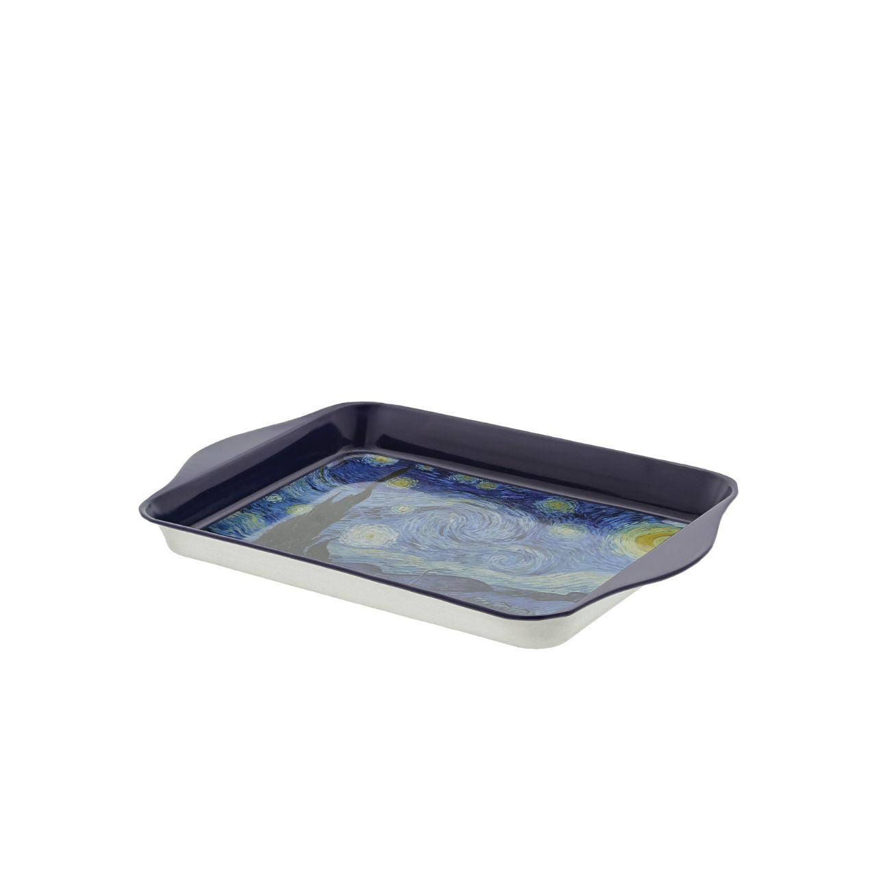 Metal tray perfect for tea, coffee, snacks or even jewellery. Based on the famous painting "Starry Night" by Dutch Post-Impressionist painter Vincent Van Gogh.