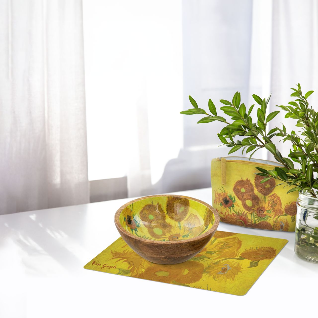 Beautiful 100% cotton zippered pouch, perfect whether it's for pens, pencils, makeup, and just about anything else you want. After the famous painting "Sunflower" by Dutch Post-Impressionist painter Vincent Van Gogh.