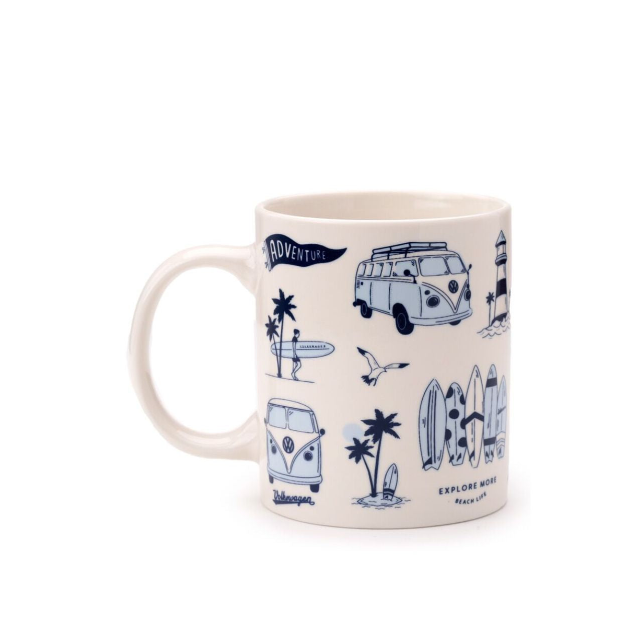 Enjoy your favourite beverage in style with the Volkswagen VW T1 Camper Bus Explore More Porcelain Mug. Crafted from high-quality porcelain, this elegant mug combines timeless design with a nod to adventurous spirit.