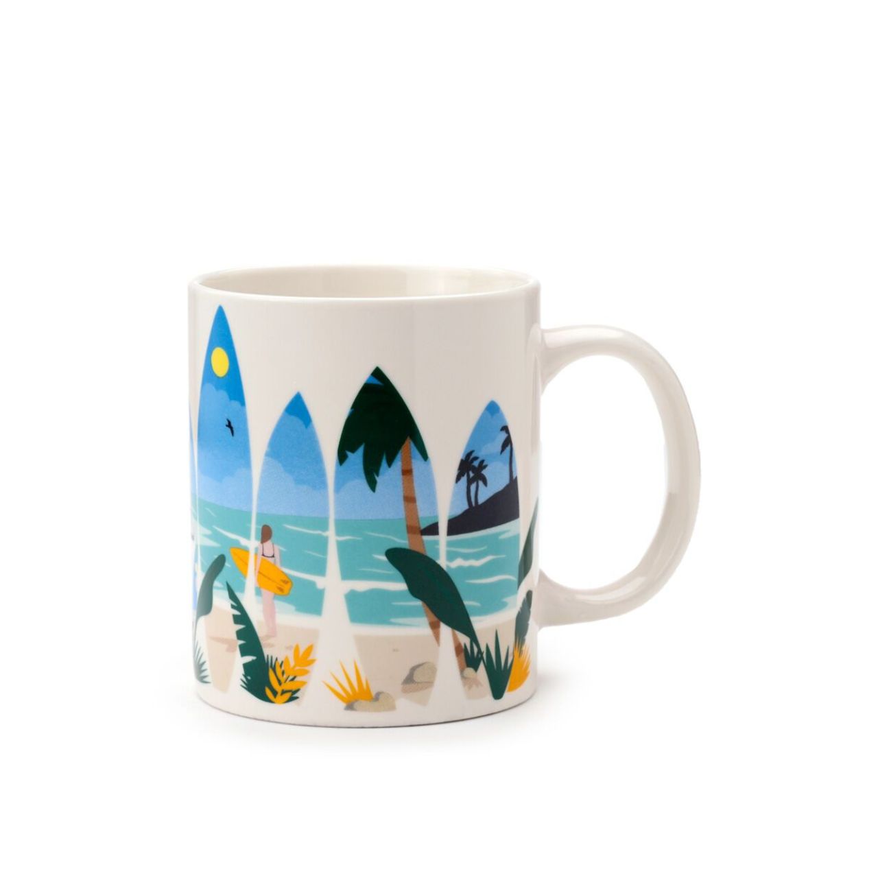 Enjoy your favourite beverage in style with the Volkswagen VW T1 Camper Bus Waves are Calling Mug. Crafted from fine porcelain, this elegant mug combines timeless design with a nostalgic nod to classic camper culture.