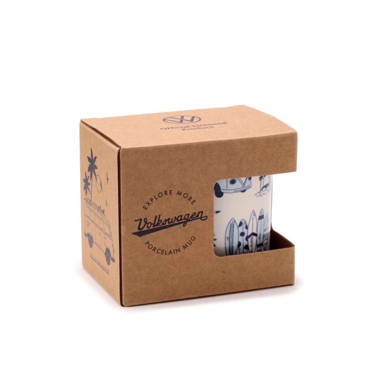 Enjoy your favourite beverage in style with the Volkswagen VW T1 Camper Bus Explore More Porcelain Mug. Crafted from high-quality porcelain, this elegant mug combines timeless design with a nod to adventurous spirit.