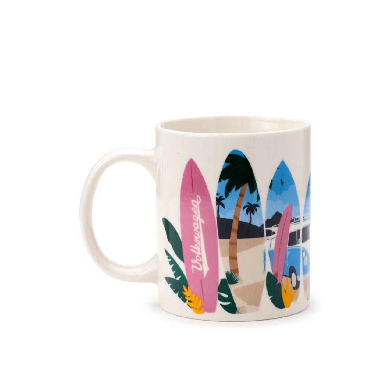 Enjoy your favourite beverage in style with the Volkswagen VW T1 Camper Bus Waves are Calling Mug. Crafted from fine porcelain, this elegant mug combines timeless design with a nostalgic nod to classic camper culture.