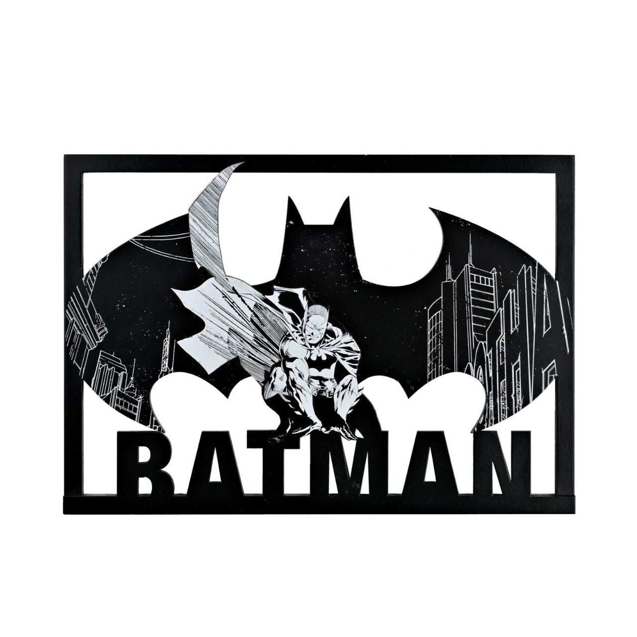Make a superhero's den with this officially licenced Batman plaque. Crafted from premium layered wood, the iconic winged Batman logo takes centre stage. A must-have piece for fans of the Caped Crusader, this plaque adds a touch of gothic flair and intrigue to any wall.