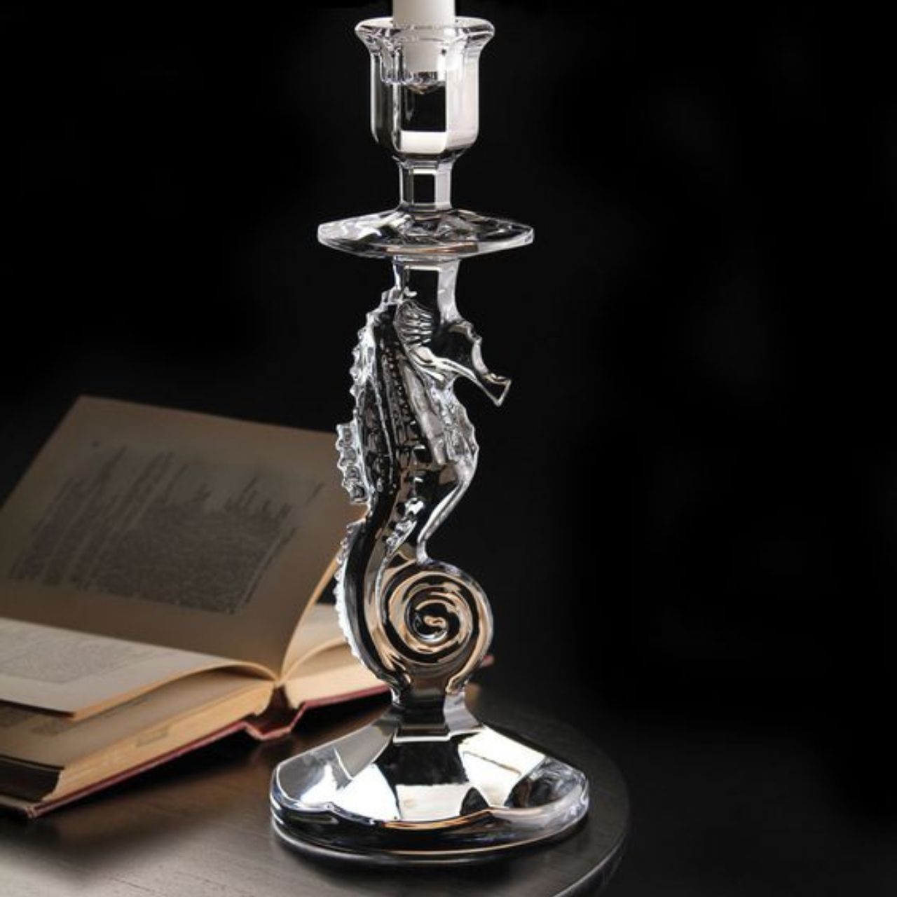 Waterford Crystal Seahorse Candlestick A dramatic statement piece, the Collection by Waterford takes inspiration from the logo of the Waterford company and the crest of the historical city of Waterford, where Ireland's premiere fine crystal is produced.