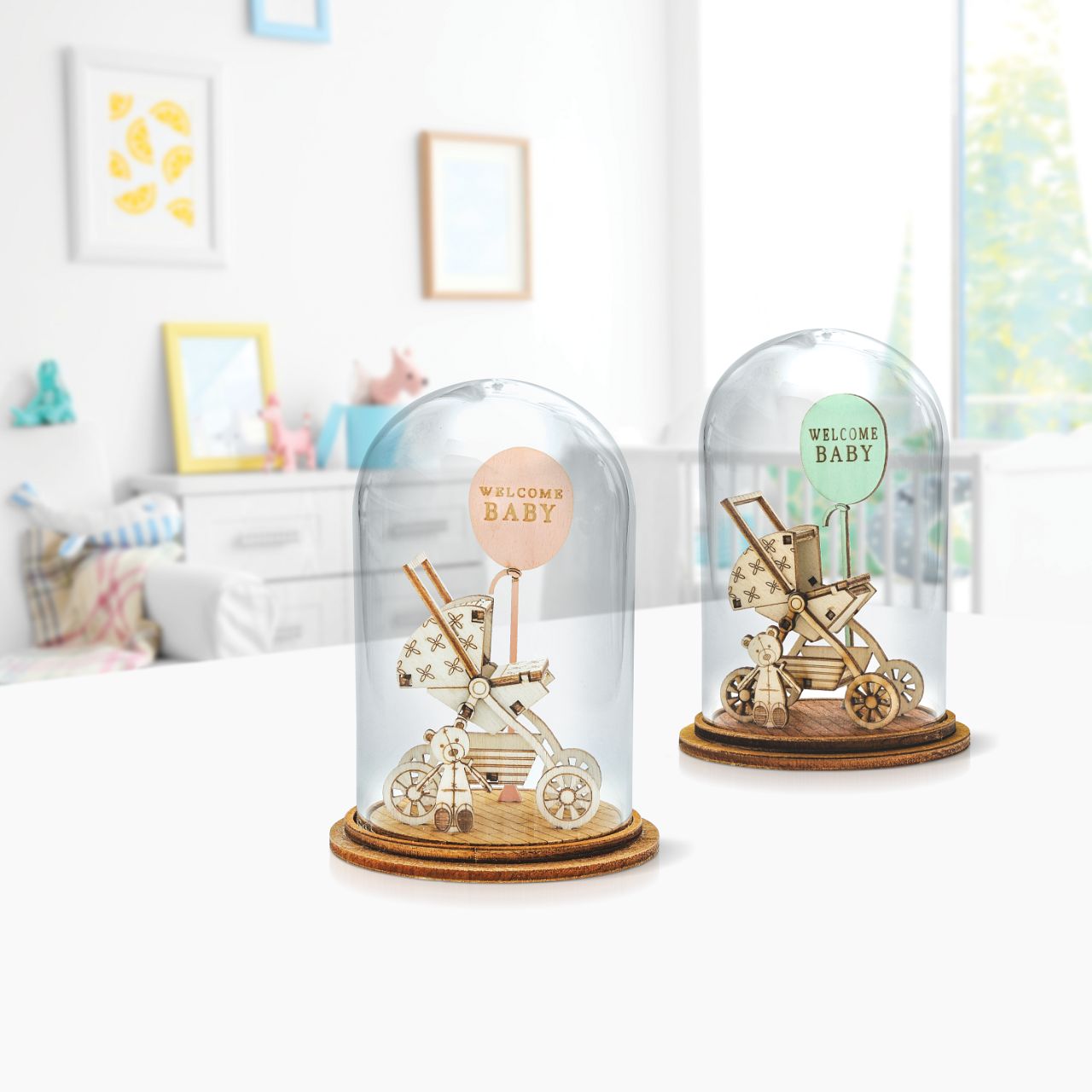 'Welcome Baby' is the perfect gift representing the new bundle of joy in your life. A gift for the baby to put in the nursery or a for the new parents.