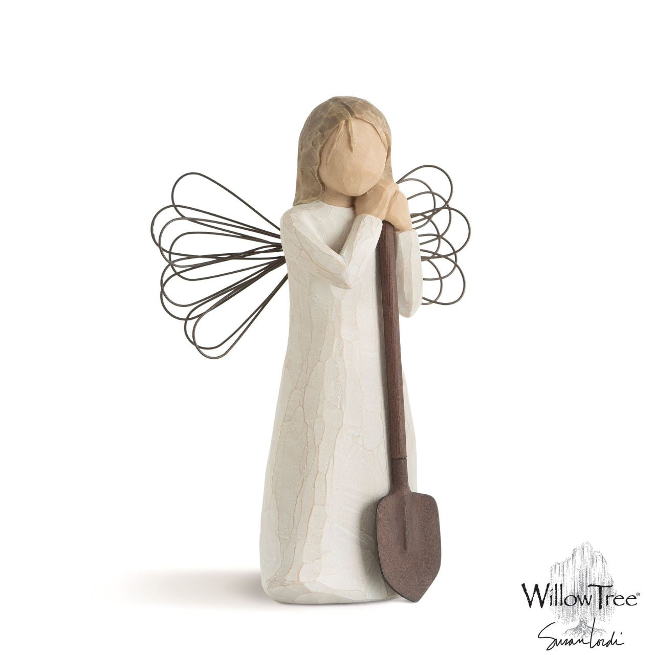 Willow Tree Angel of the Garden Willow Tree is an intimate line of figurative sculptures representing sentiments of love, closeness, healing, courage, hope...all the emotions we encounter in life. Artist Susan Lordi hand carves the original of each Willow Tree sculpture.