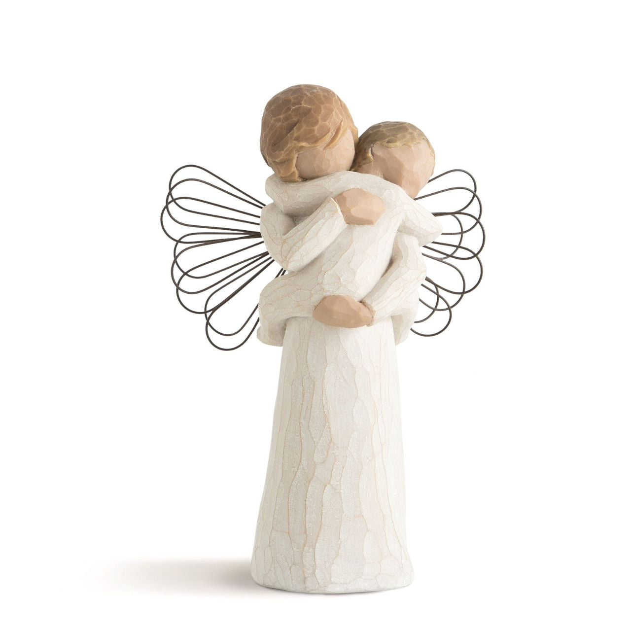 Angel's Embrace by Willow Tree Willow Tree is an intimate line of figurative sculptures representing sentiments of love, closeness, healing, courage, hope...all the emotions we encounter in life. "This piece can be about the feeling you get from holding a child, or the child can represent something you want to protect... a person, a memory, a relationship, a dream, a belief..." - Susan Lordi.