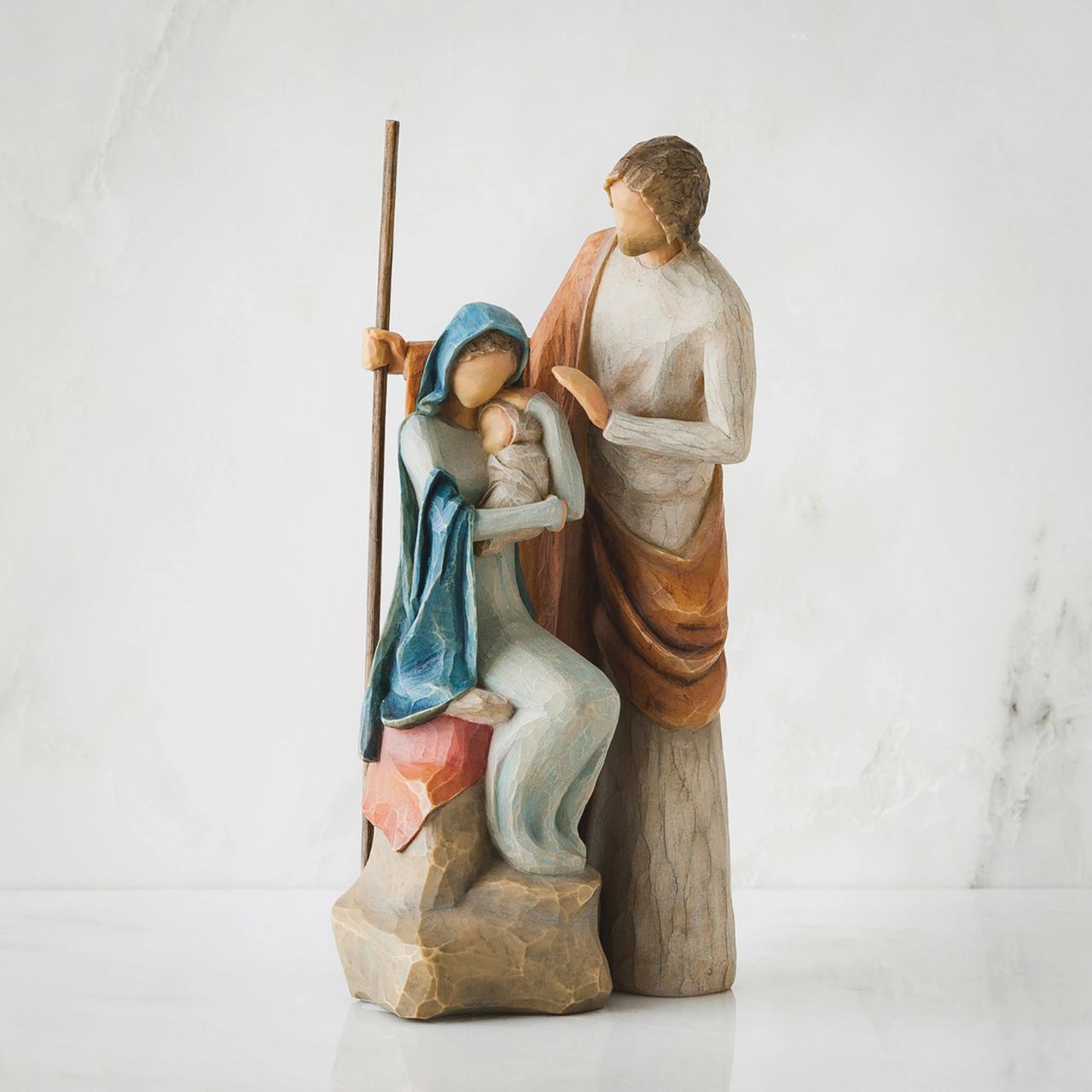 Willow Tree is an intimate line of figurative sculptures representing sentiments of love, closeness, healing, courage, hope...all the emotions we encounter in life. In response to requests for a small-scale nativity, Susan created this intimate rendering, measuring 19.0cm tall sculpture.