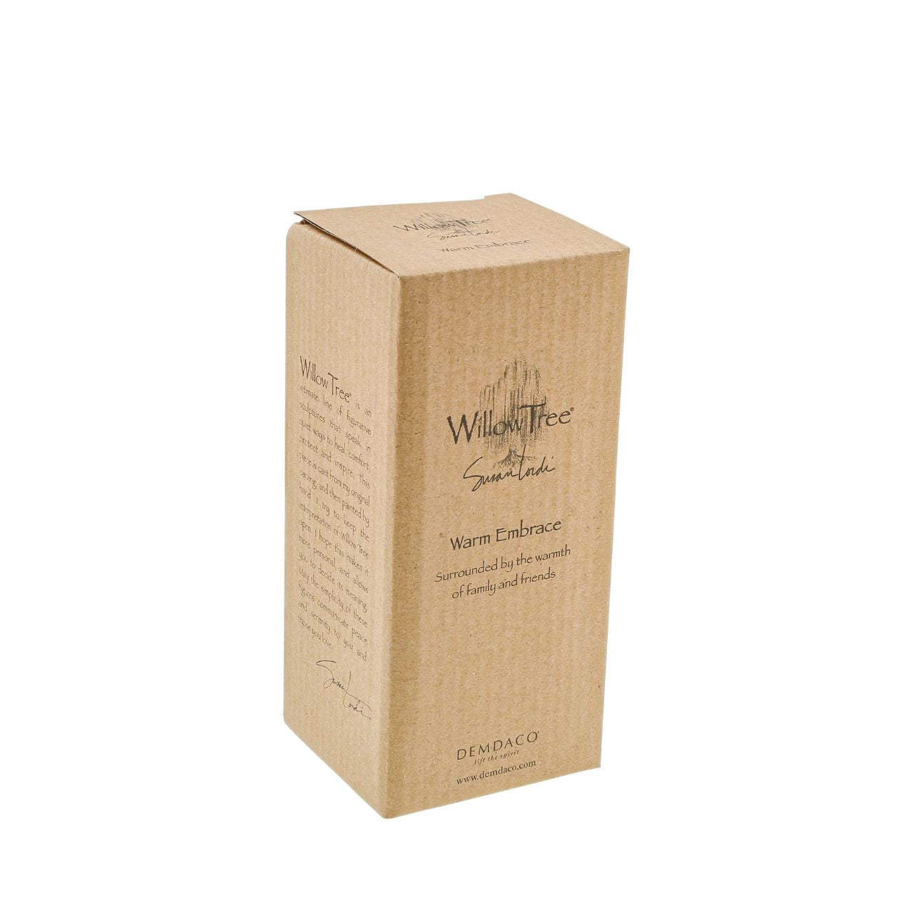 Warm Embrace by Willow Tree Willow Tree is an intimate line of figurative sculptures representing sentiments of love, closeness, healing, courage, hope...all the emotions we encounter in life. "Warm Embrace is about what fills our senses in the summer - the feel of sunshine on your skin, the smell of freshly mown grass, the sound of insects, the taste of home-grown tomatoes - all that comes with summer.