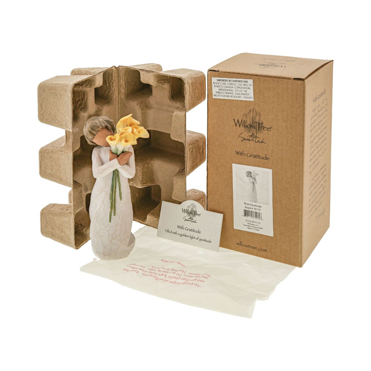 With Gratitude Figurine by Willow Tree "A gift to say Thank You; to express gratitude to those who care for us, encourage and support us, and surround us with love and joy. A gift to oneself as a reminder to practice gratitude in daily life. And, for those who love flowers and gardening.