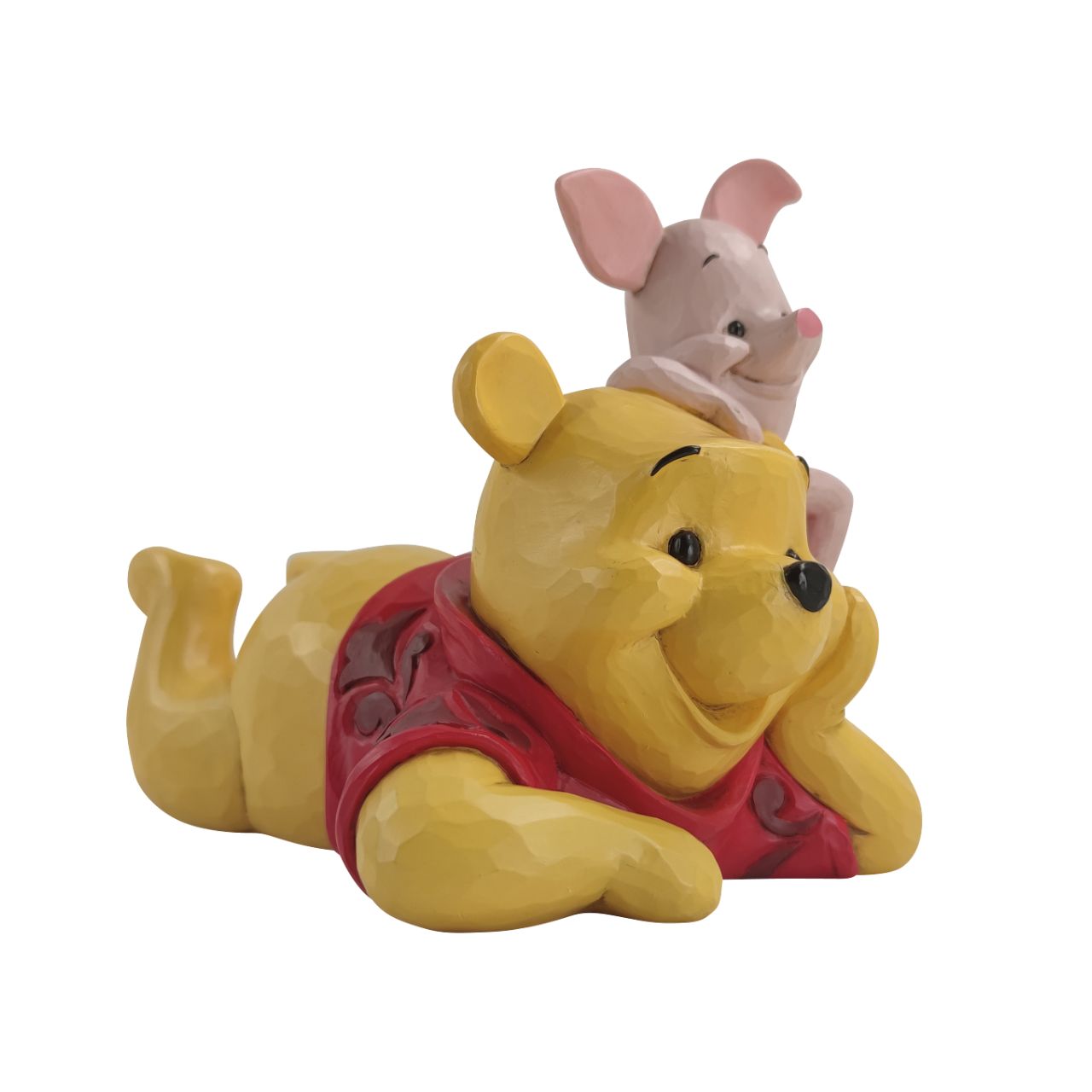 Winnie the Pooh & Piglet Figurine by Jim Shore "Forever Friends" Best friends Piglet and Pooh Bear relax together in this charming Disney creation. A colourful ode to love and friendship, the pair look dashing in classic Jim Shore design. Smiling, they celebrate the 45th anniversary of Winnie the Pooh.